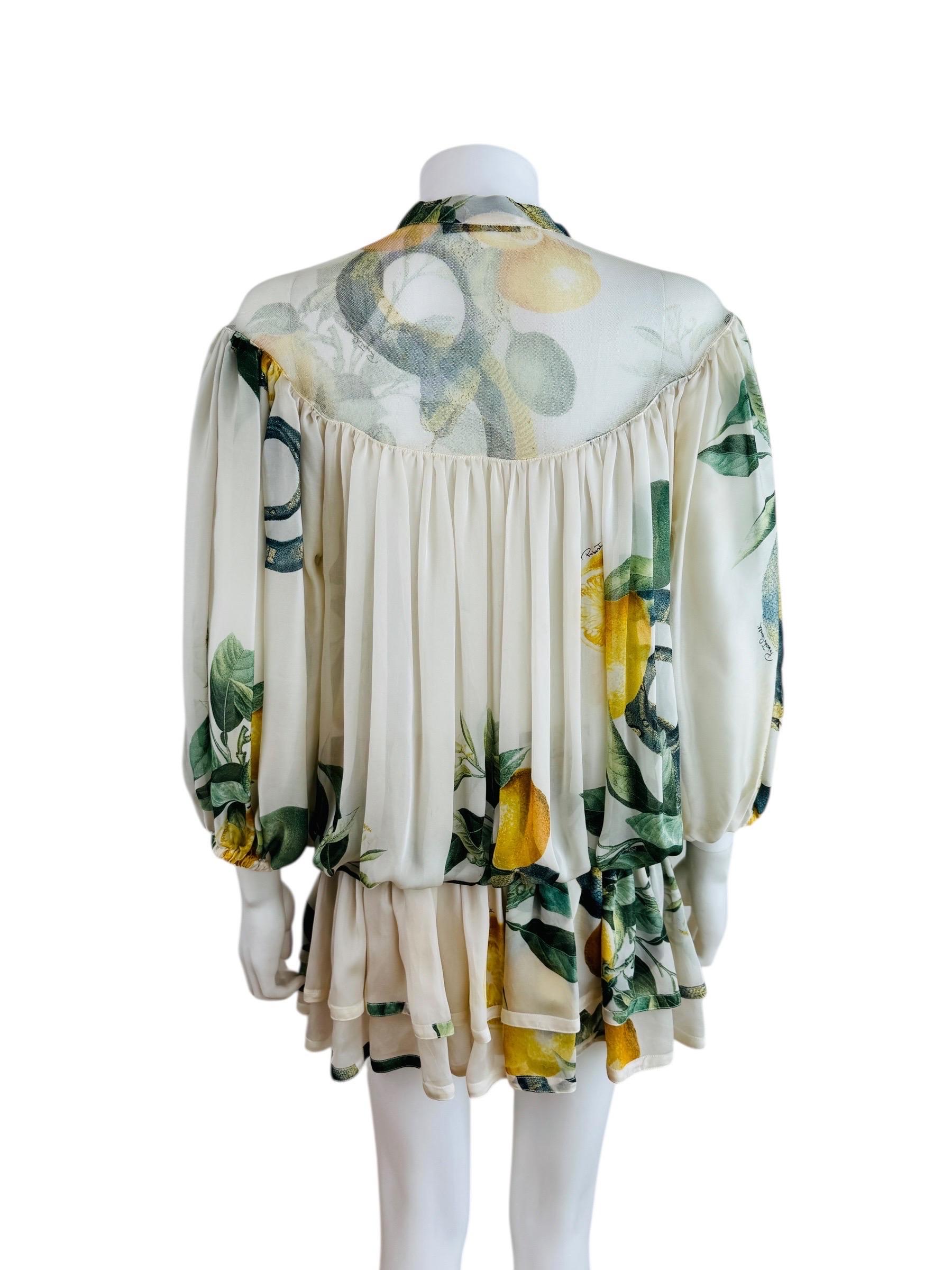 Vintage S/S 2005 Roberto Cavalli Pasarela Limón Serpiente Seda Mini Vestido en venta 5