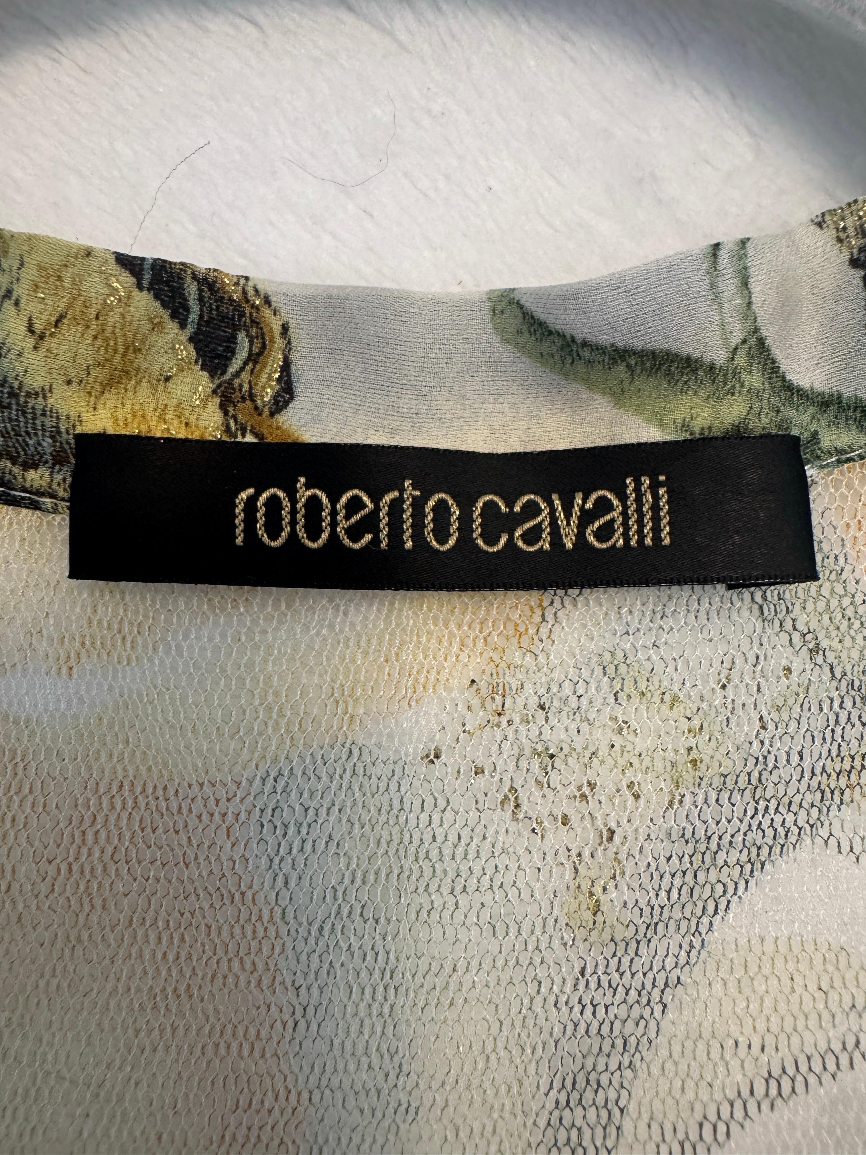 Vintage S/S 2005 Roberto Cavalli Pasarela Limón Serpiente Seda Mini Vestido en venta 6