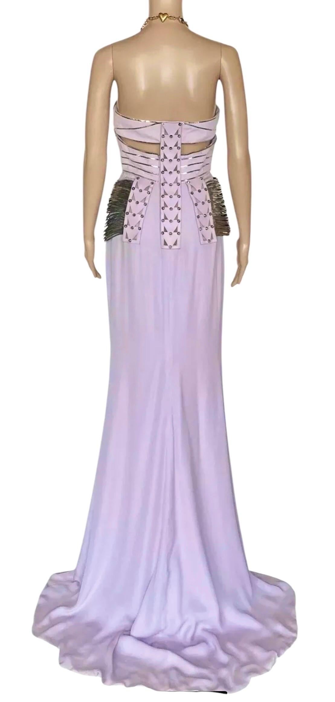 Women's Vintage S/S 2010 Look# 47 Versace Embellished Long Dress Gown 40 -4 For Sale