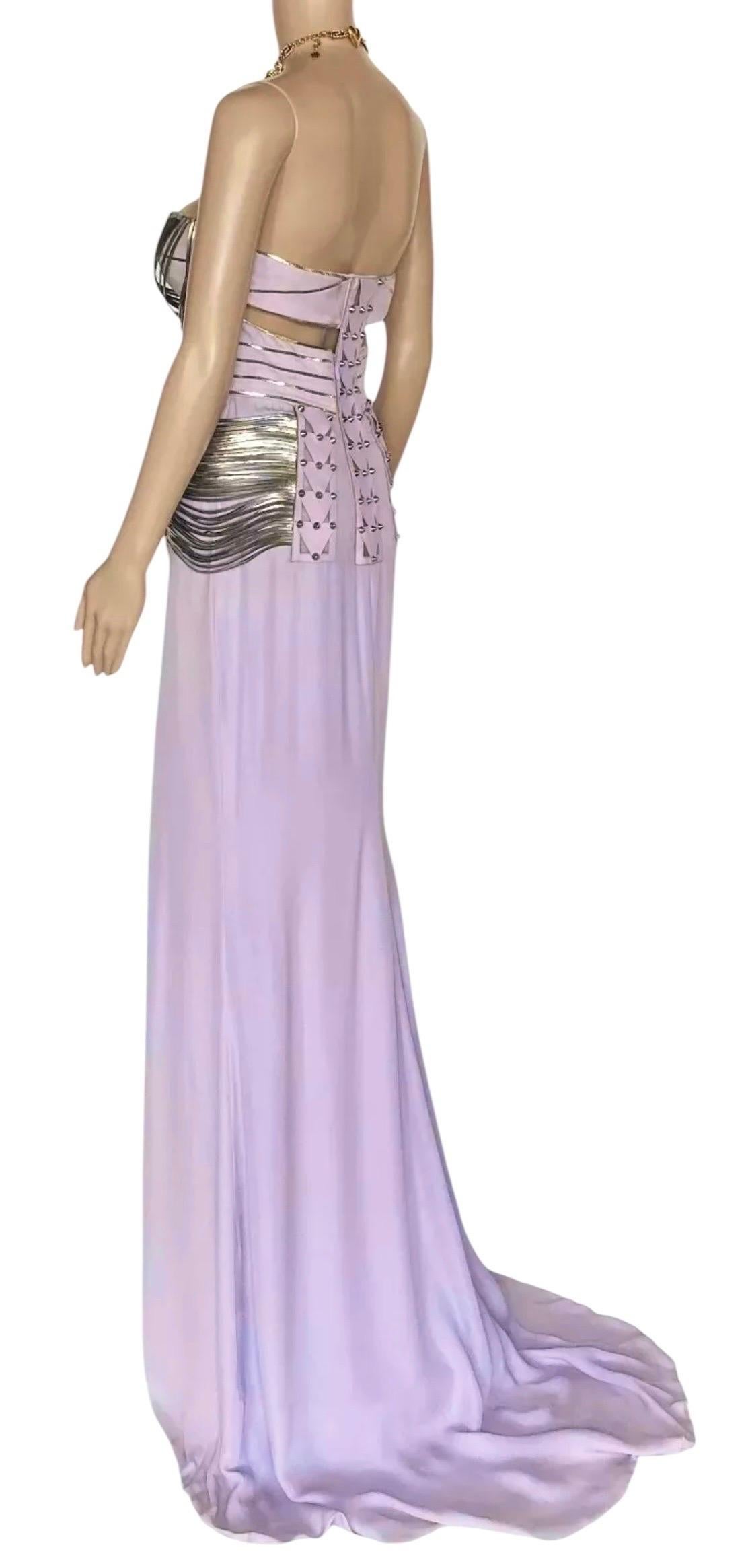 Vintage S/S 2010 Look# 47 Versace Embellished Long Dress Gown 40 -4 For Sale 3