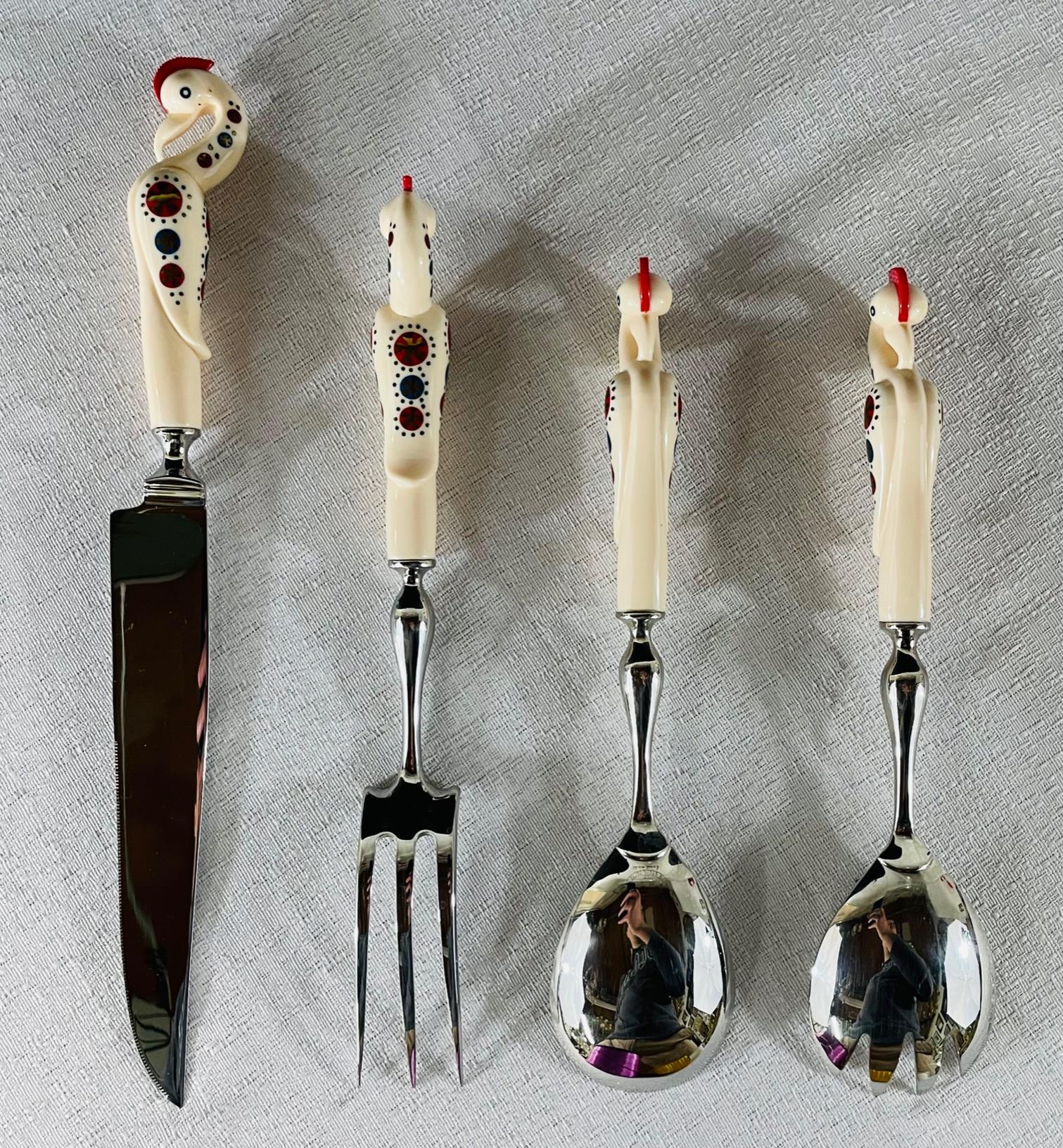 Vintage S & S Haddad Jezzine Traditional Cutlery or Carving Serving Set of 4 pcs 3