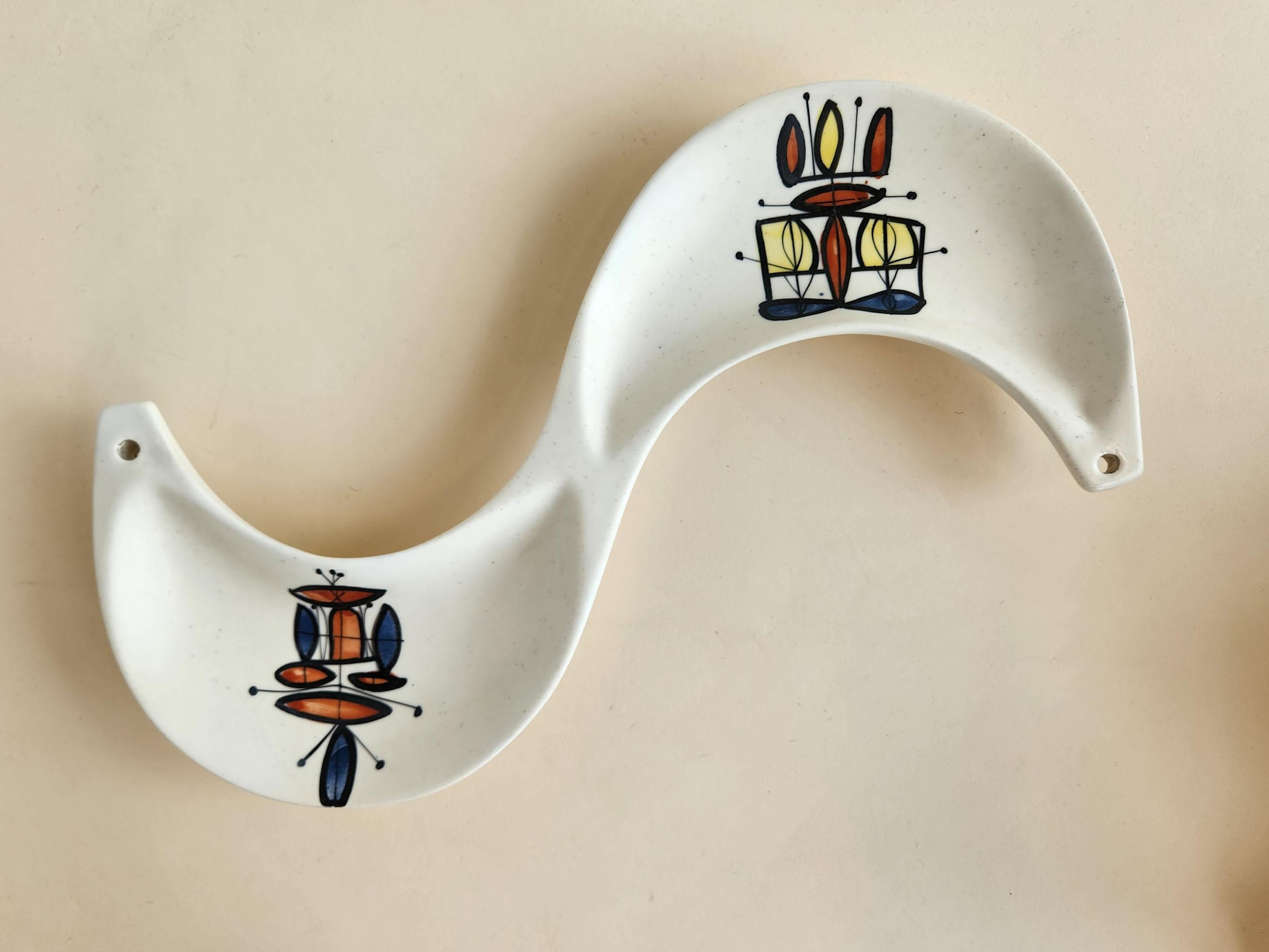 Mid-Century Modern Roger Capron - Vintage S-shaped Ceramic Serving Platter For Sale