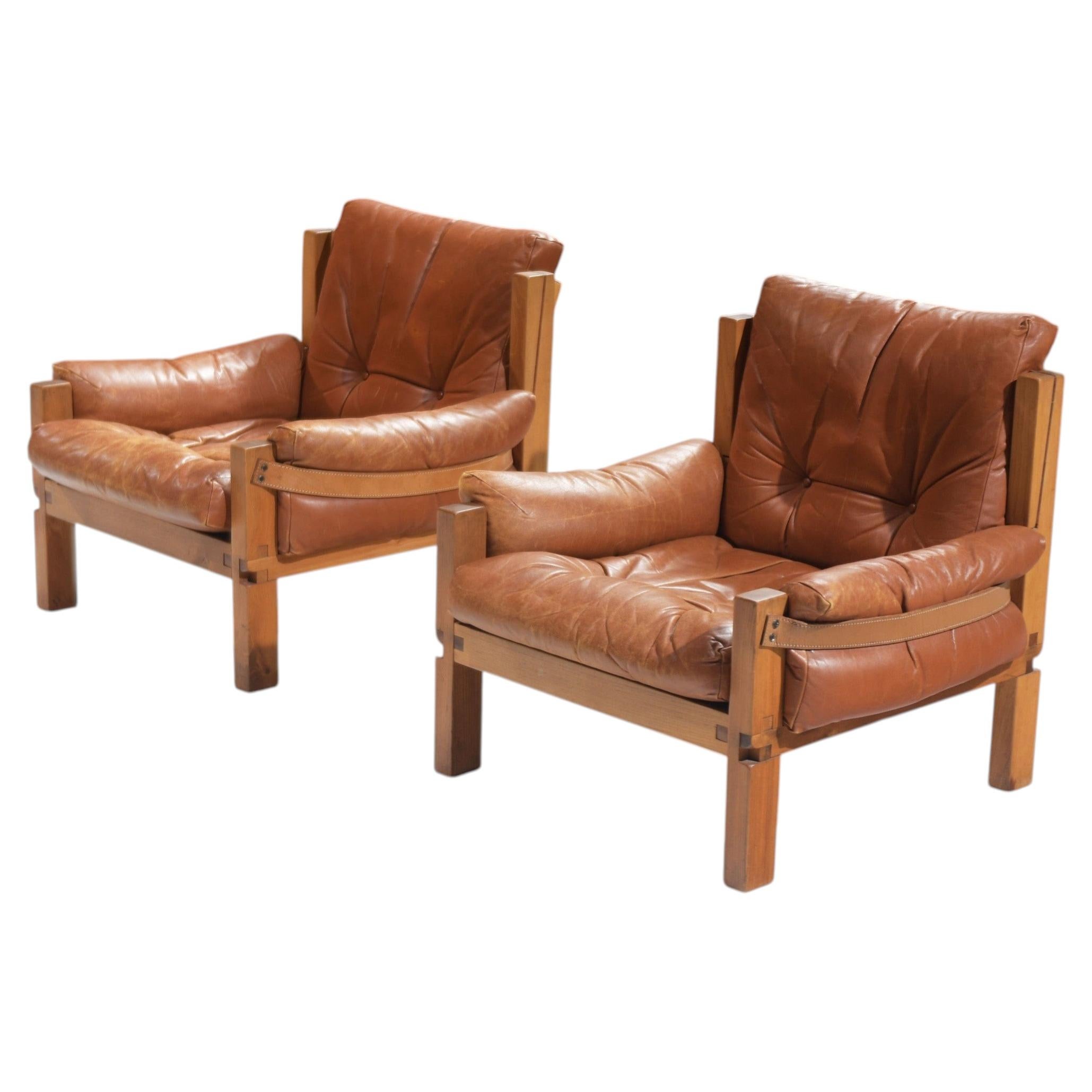 Chaises longues vintage S15 en cuir par Pierre Chapo - Atelier Chapo France 1967