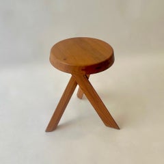 Vintage "S31" Solid Elm Stool by Pierre Chapo, France ca. 1970s