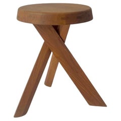 Vintage "S31" Solid Elm Stool by Pierre Chapo, France ca. 1970s
