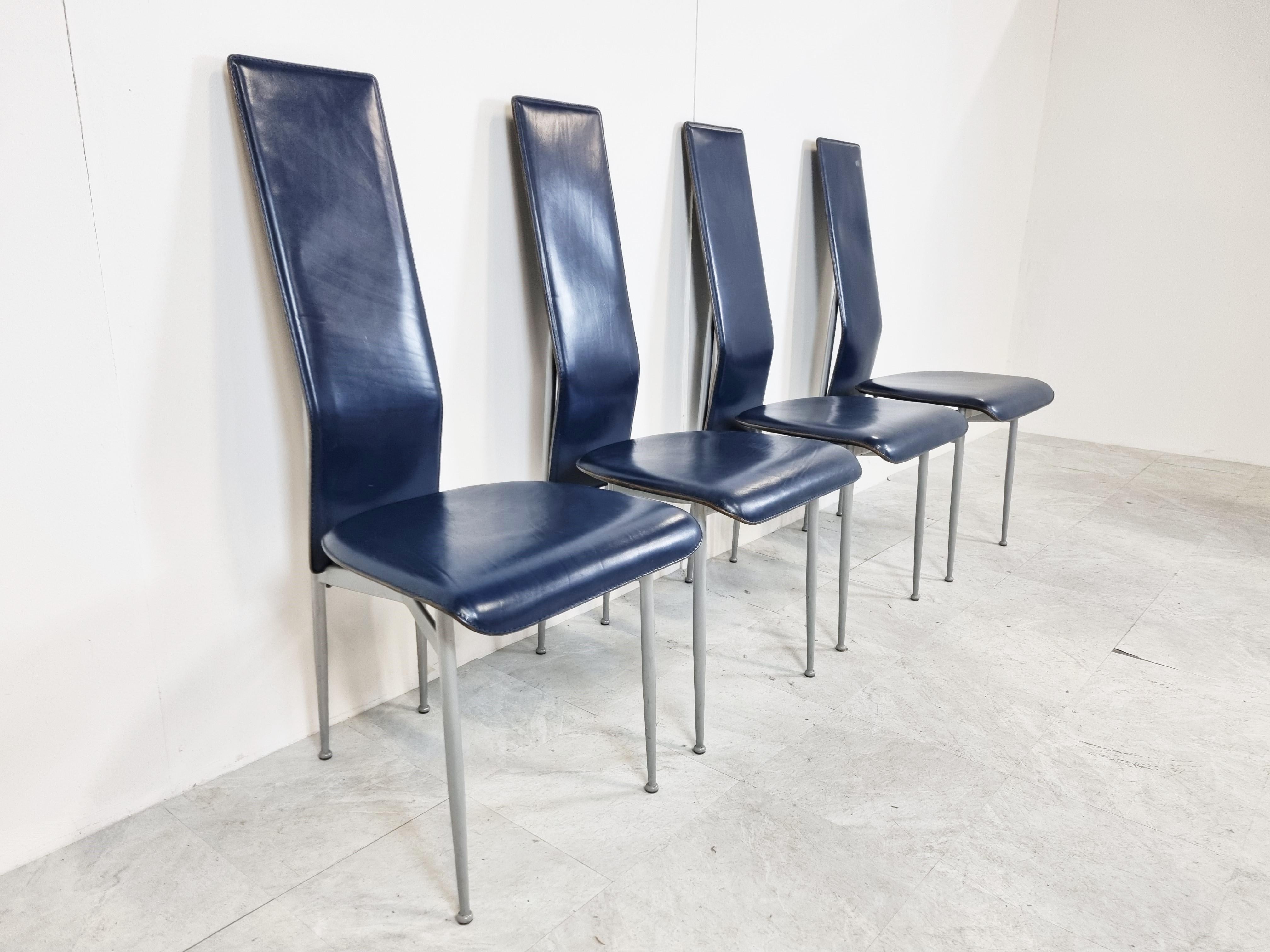 Italian Vintage S44 Dining Chairs by Giancarlo Vegni for Fasem, Set of 4, 1980s For Sale