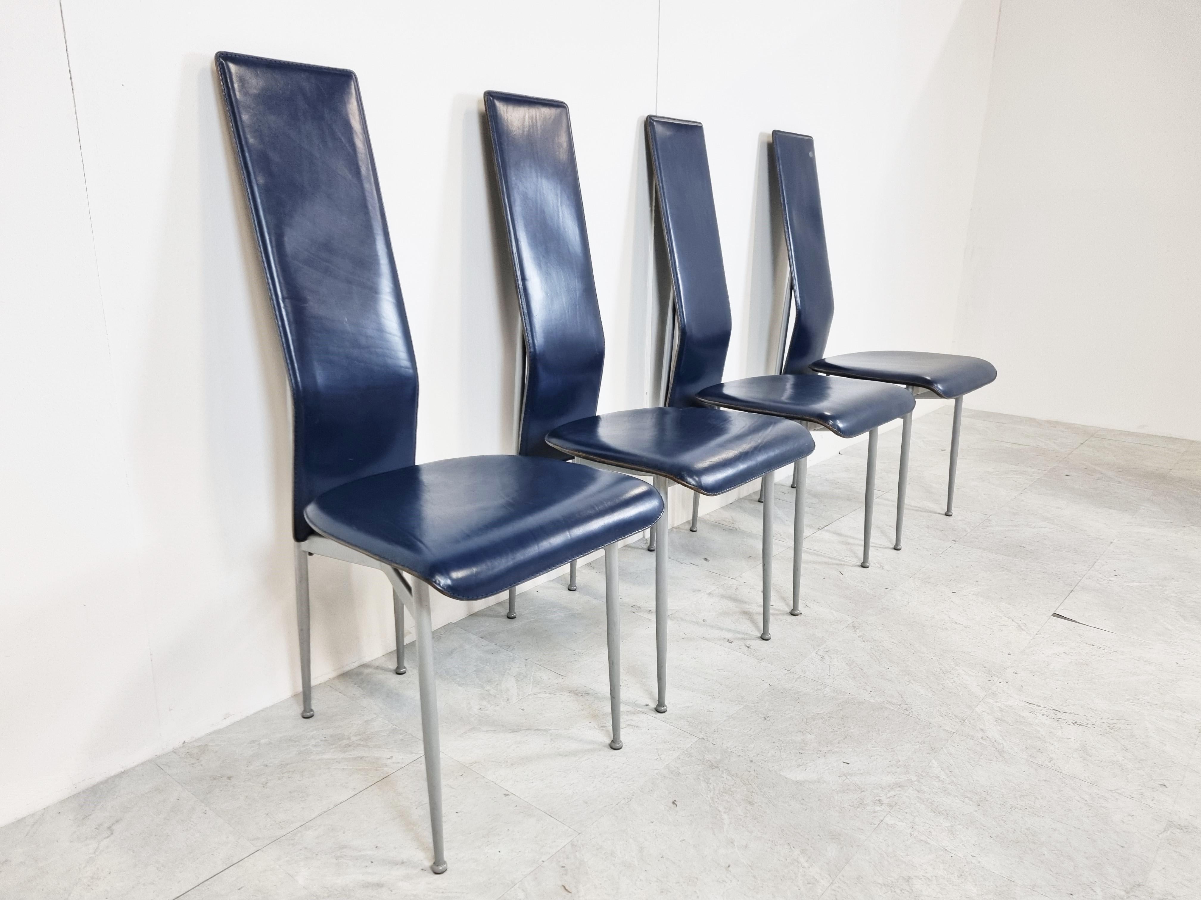 Chaises de salle à manger vintage S44 de Giancarlo Vegni pour Fasem, ensemble de 4 pièces, années 1980 Bon état - En vente à HEVERLEE, BE