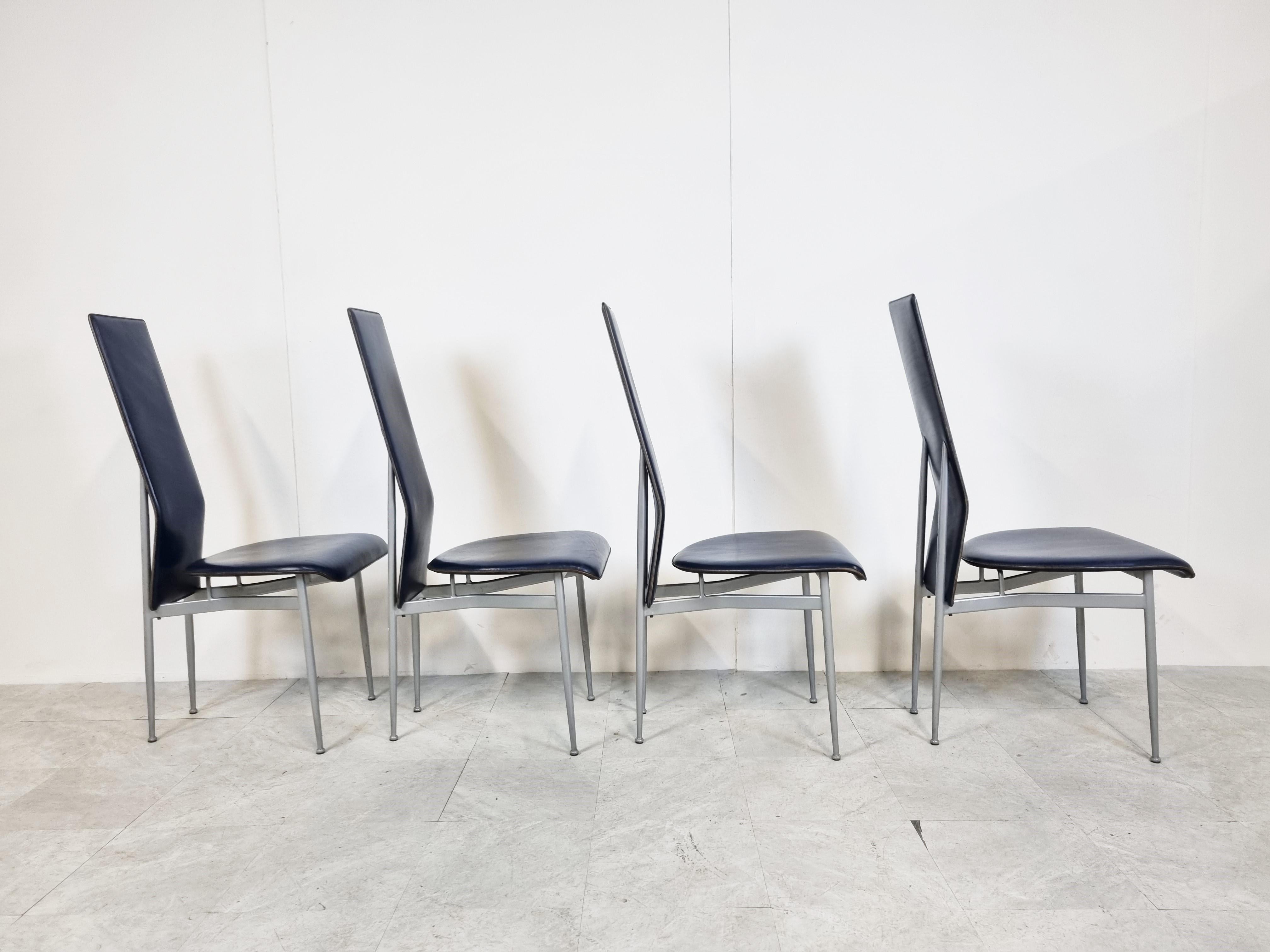 Vintage S44 Dining Chairs by Giancarlo Vegni for Fasem, Set of 4, 1980s In Good Condition For Sale In HEVERLEE, BE