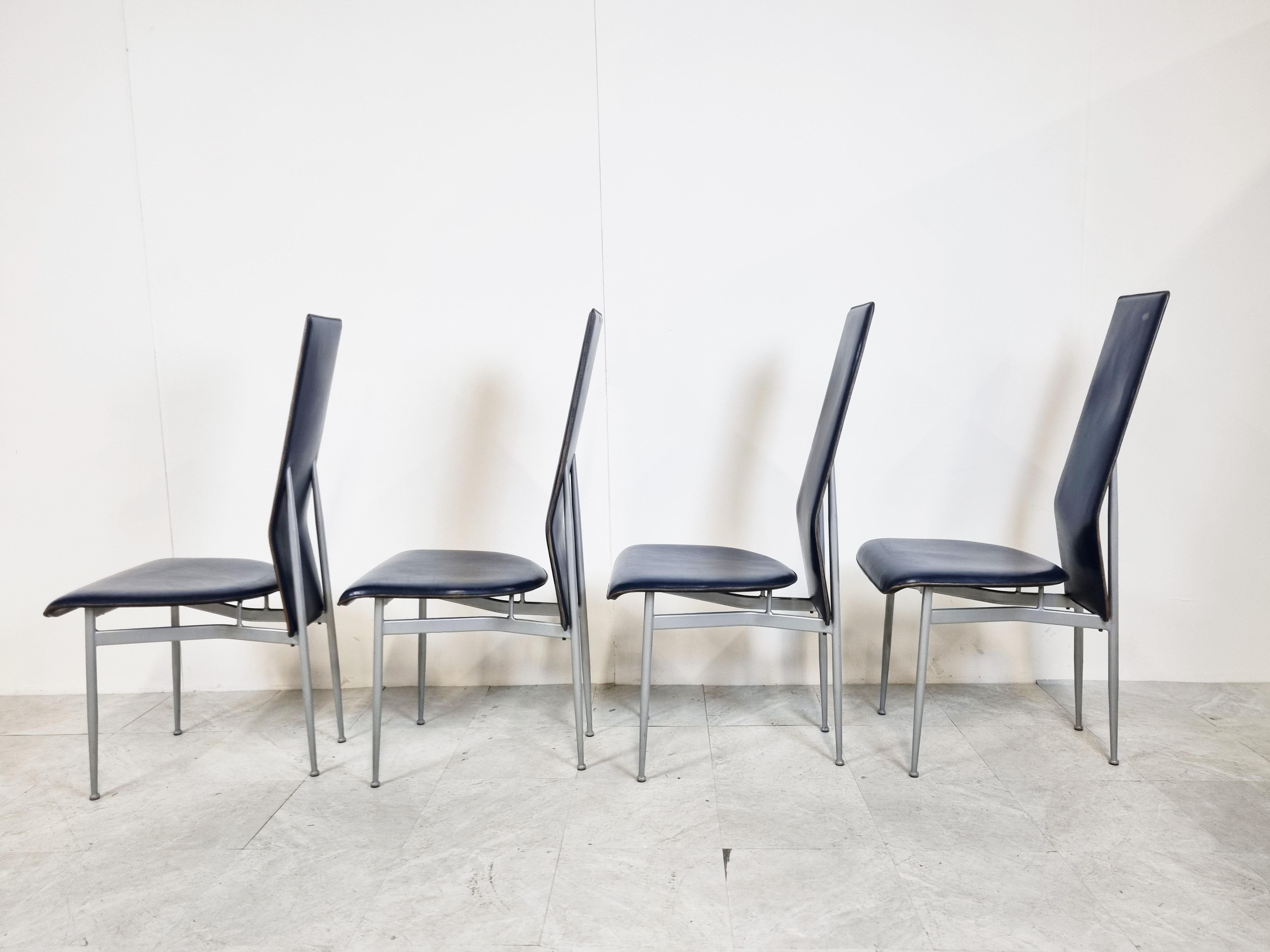 Vintage S44 Dining Chairs by Giancarlo Vegni for Fasem, Set of 4, 1980s For Sale 2