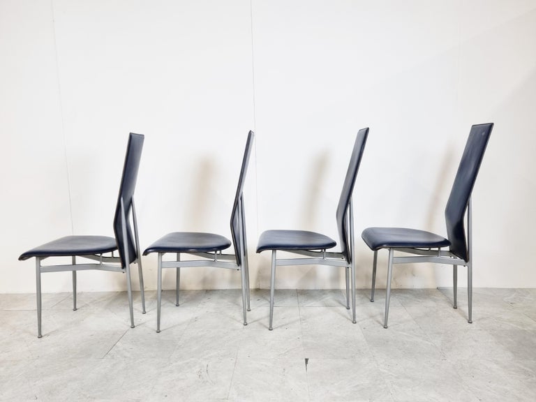 Vintage S44 Dining Chairs by Giancarlo Vegni for Fasem, Set of 4, 1980s For Sale 3