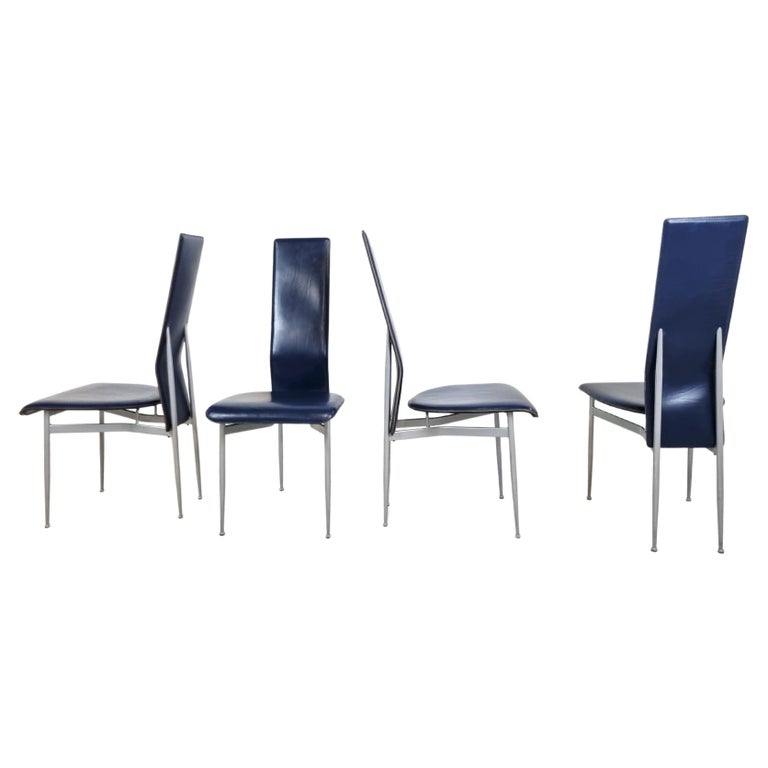 Vintage S44 Dining Chairs by Giancarlo Vegni for Fasem, Set of 4, 1980s For Sale