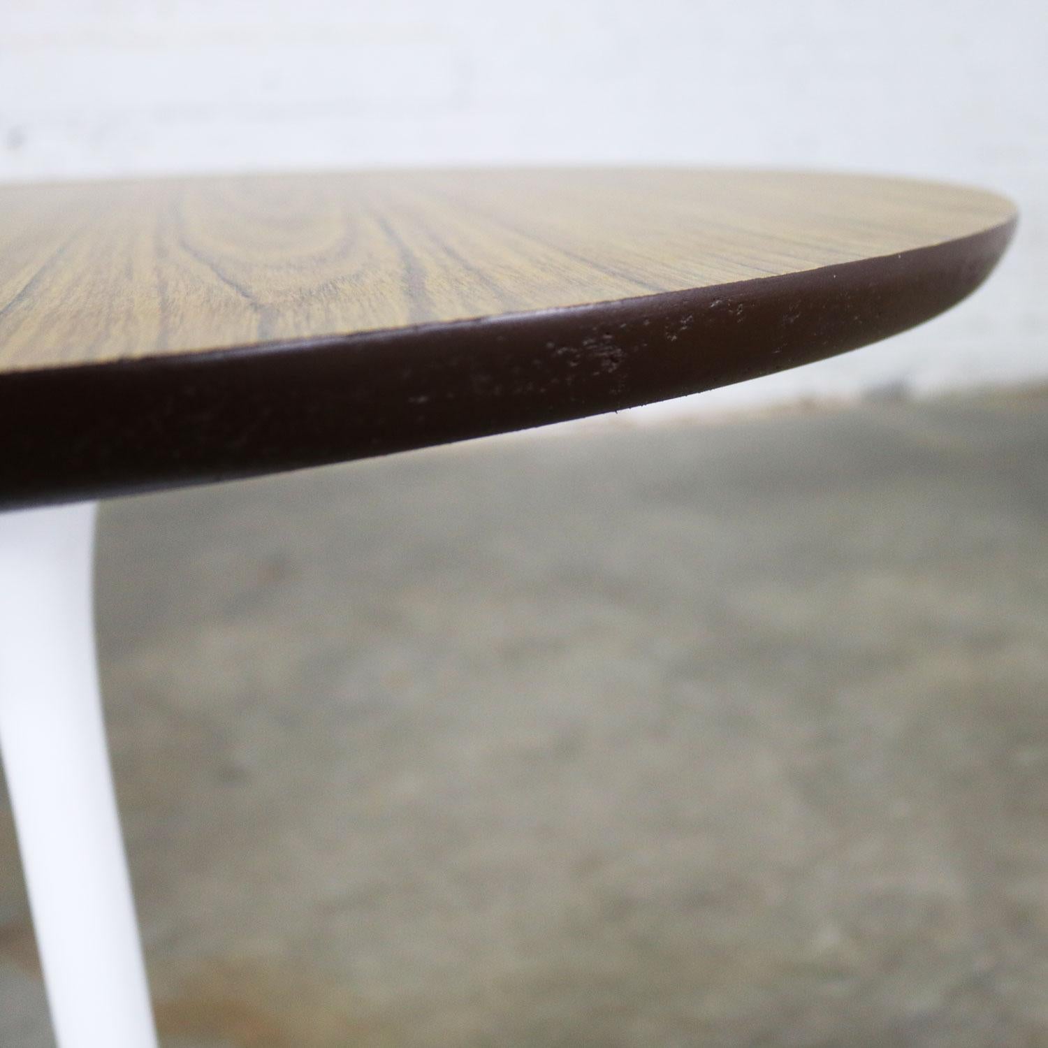 Vintage Saarinen Style White Tulip Base Table Light Woodgrain Laminate Top 2