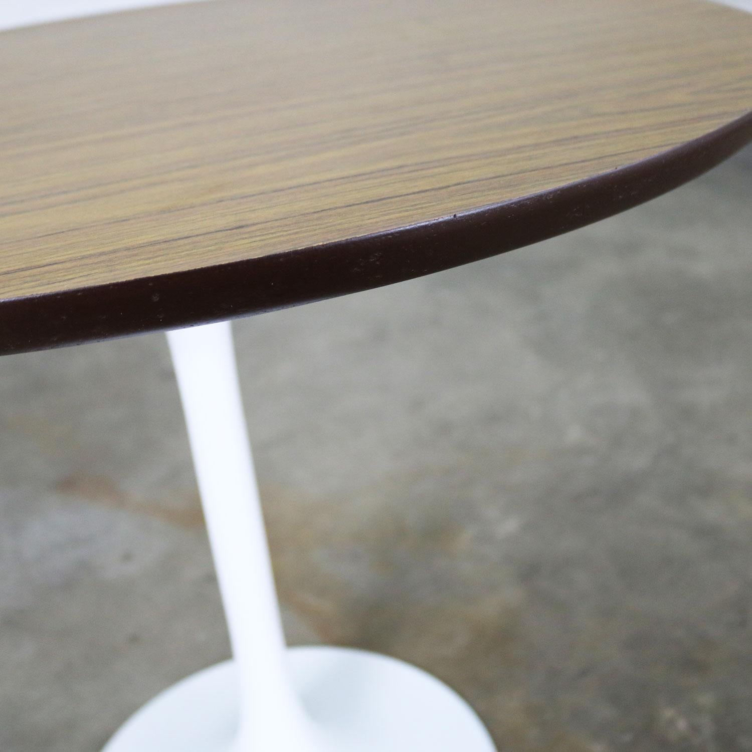 20th Century Vintage Saarinen Style White Tulip Base Table Light Woodgrain Laminate Top