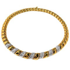 Sabbadini, collier vintage en or jaune et blanc 18 carats avec diamants