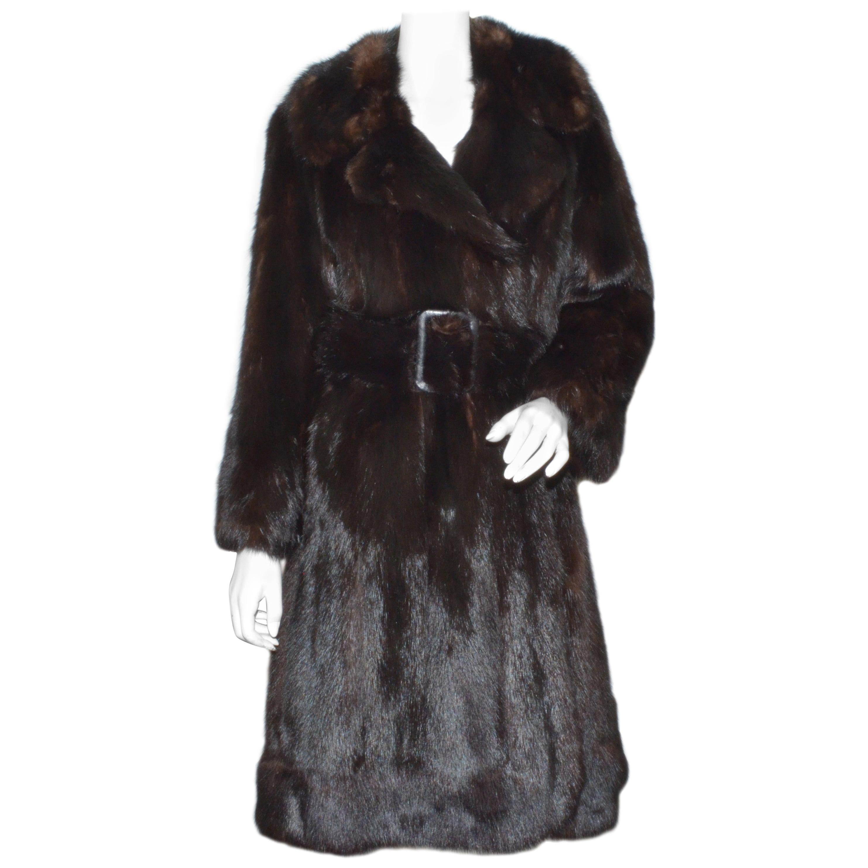 Vintage Sable Fur Belted Coat