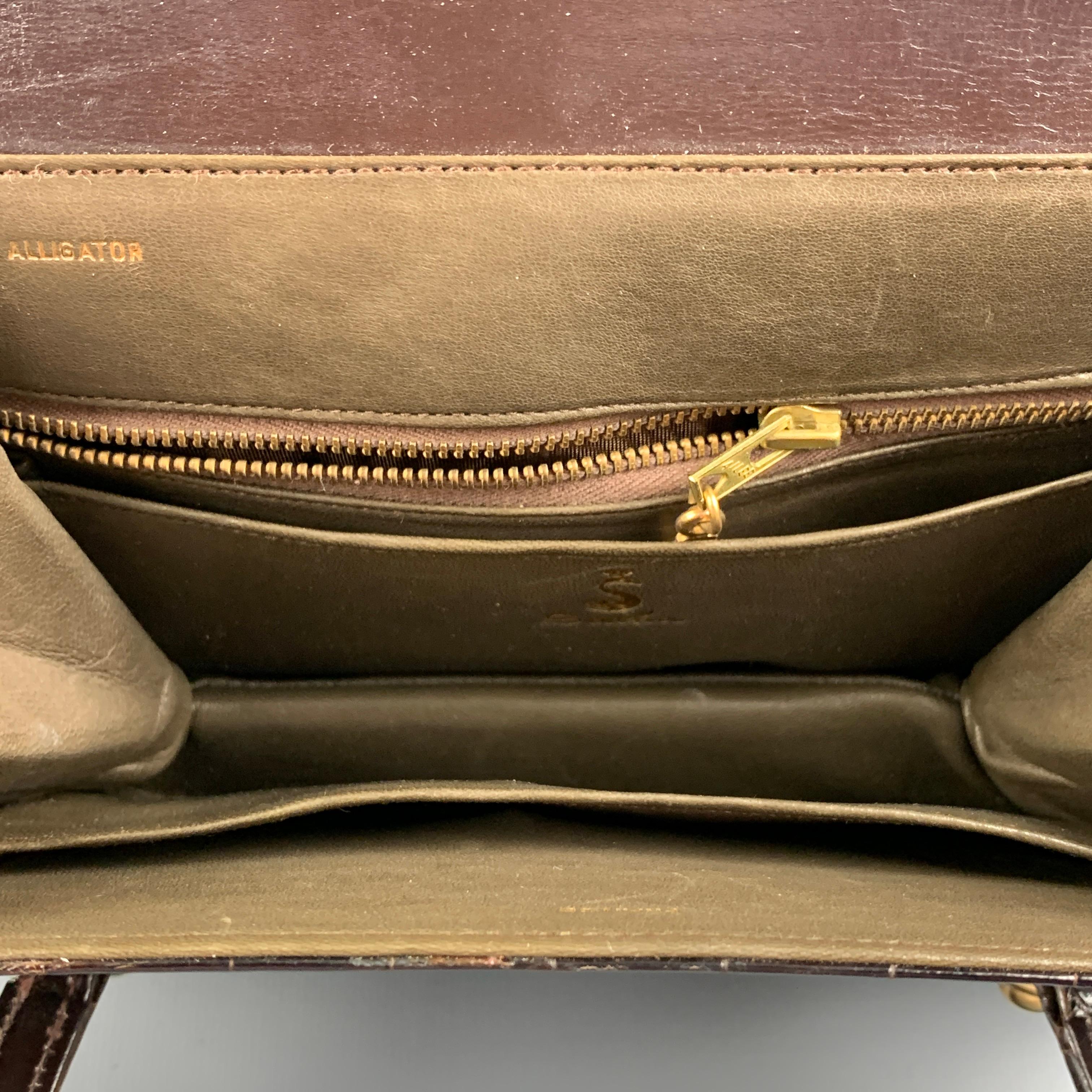 Black Vintage SACHA Brown Textured Alligator Leather Handbag