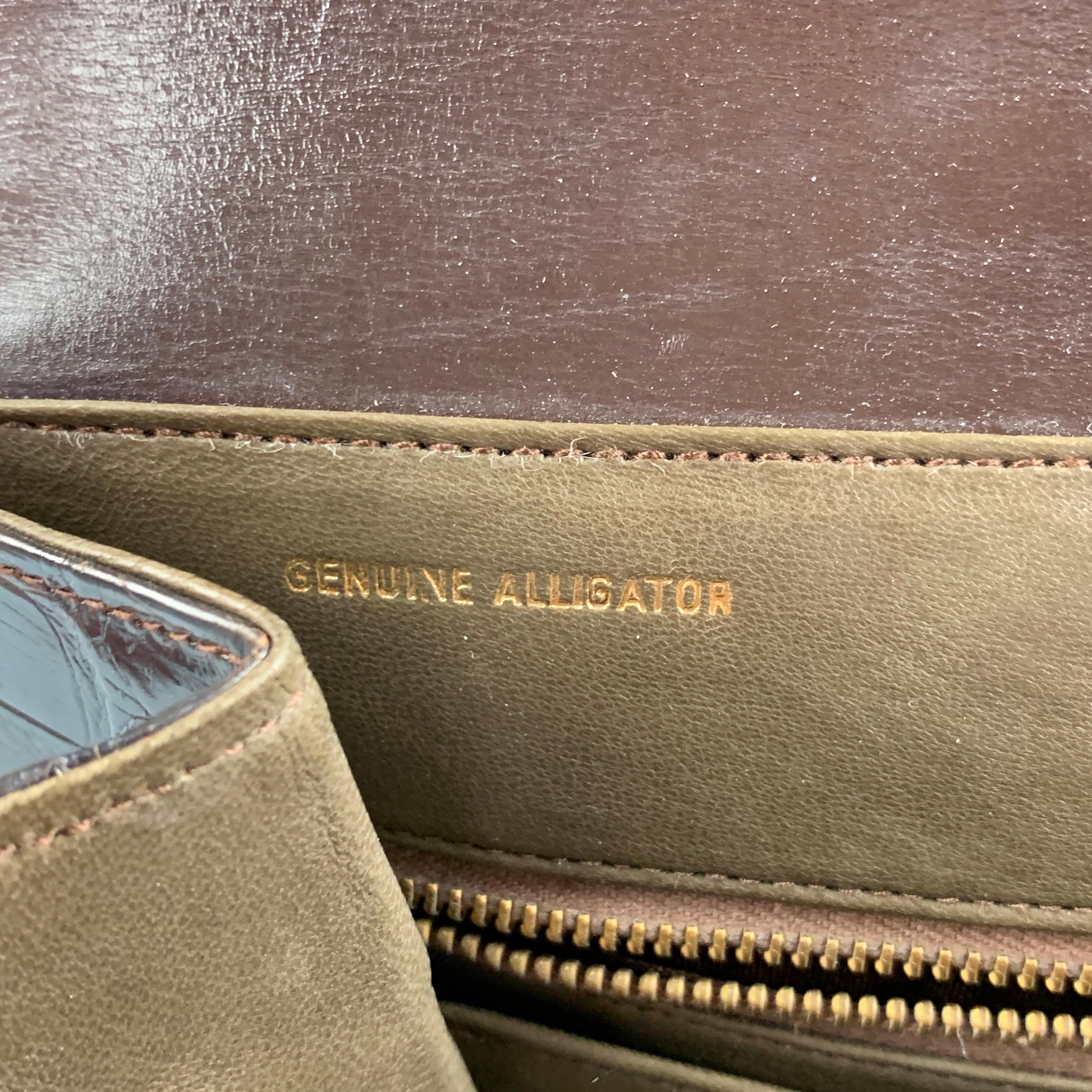Vintage SACHA Brown Textured Alligator Leather Handbag In Good Condition In San Francisco, CA