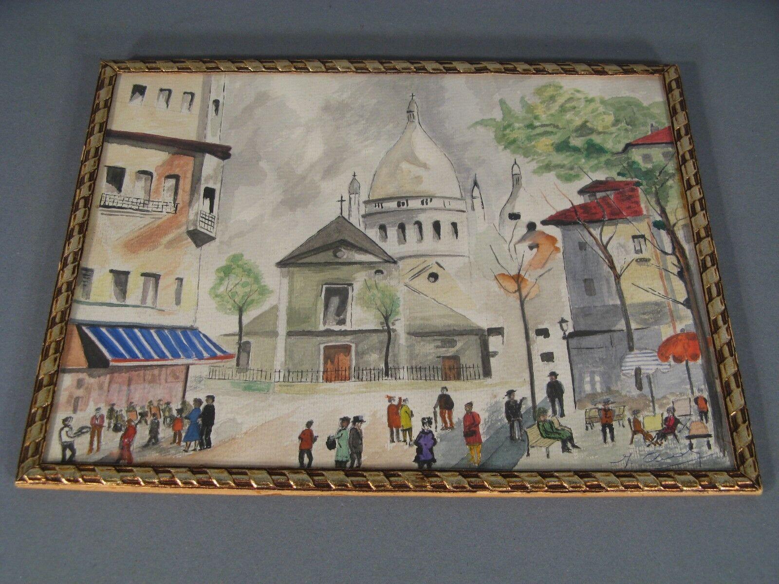 Peinture aquarelle vintage du Sacré-Cœur, signée 1964 -1Y63 4