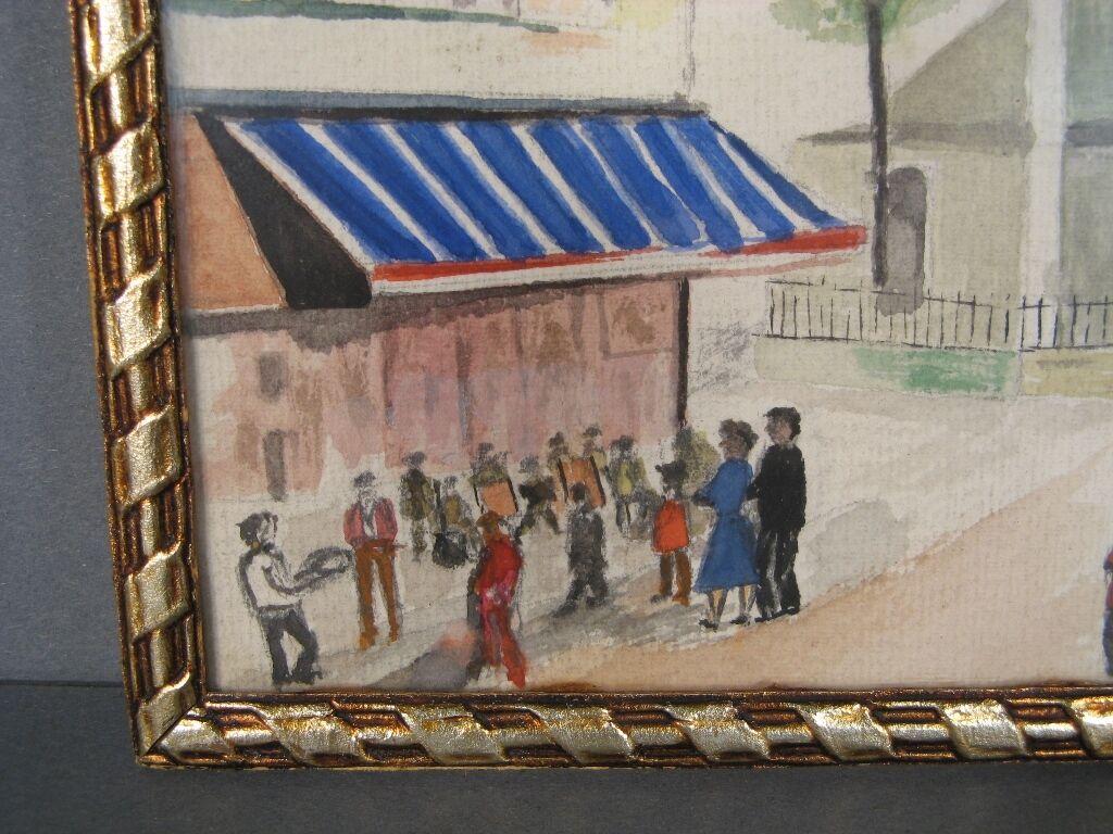 Peinture aquarelle vintage du Sacré-Cœur, signée 1964 -1Y63 Bon état à Bordeaux, FR