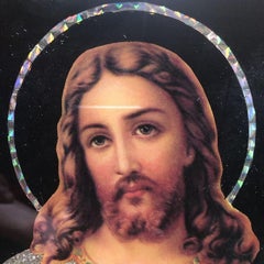 Vintage Sacred Heart of Jesus Holographic Foil Portrait Framed