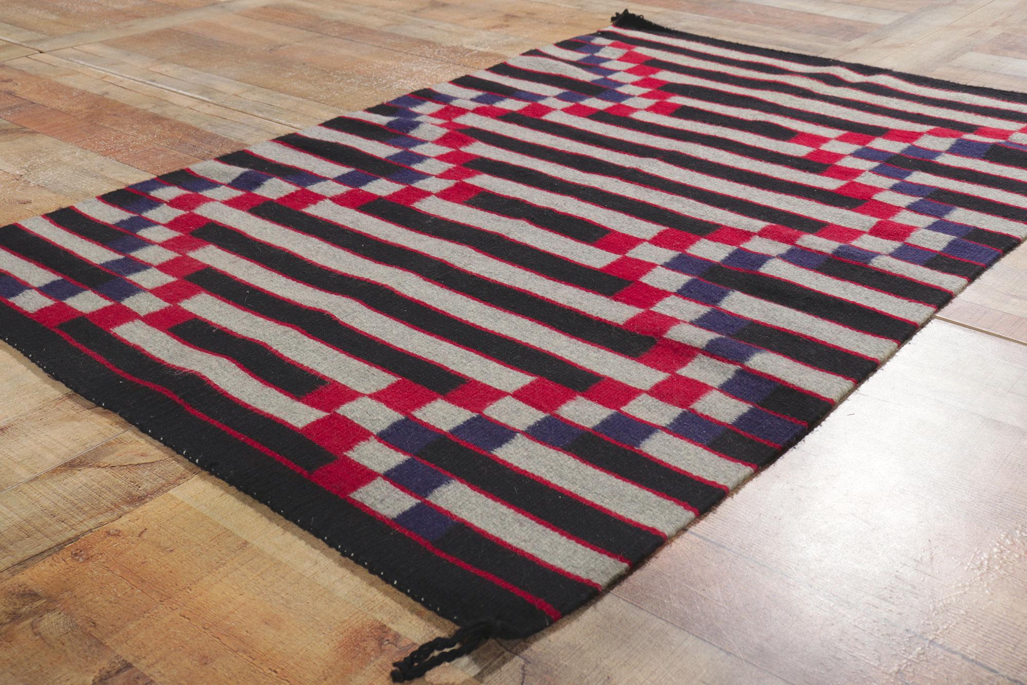 Wool Late 19th Century Antique Southwestern-Style Germantown Optical Kilim Rug For Sale