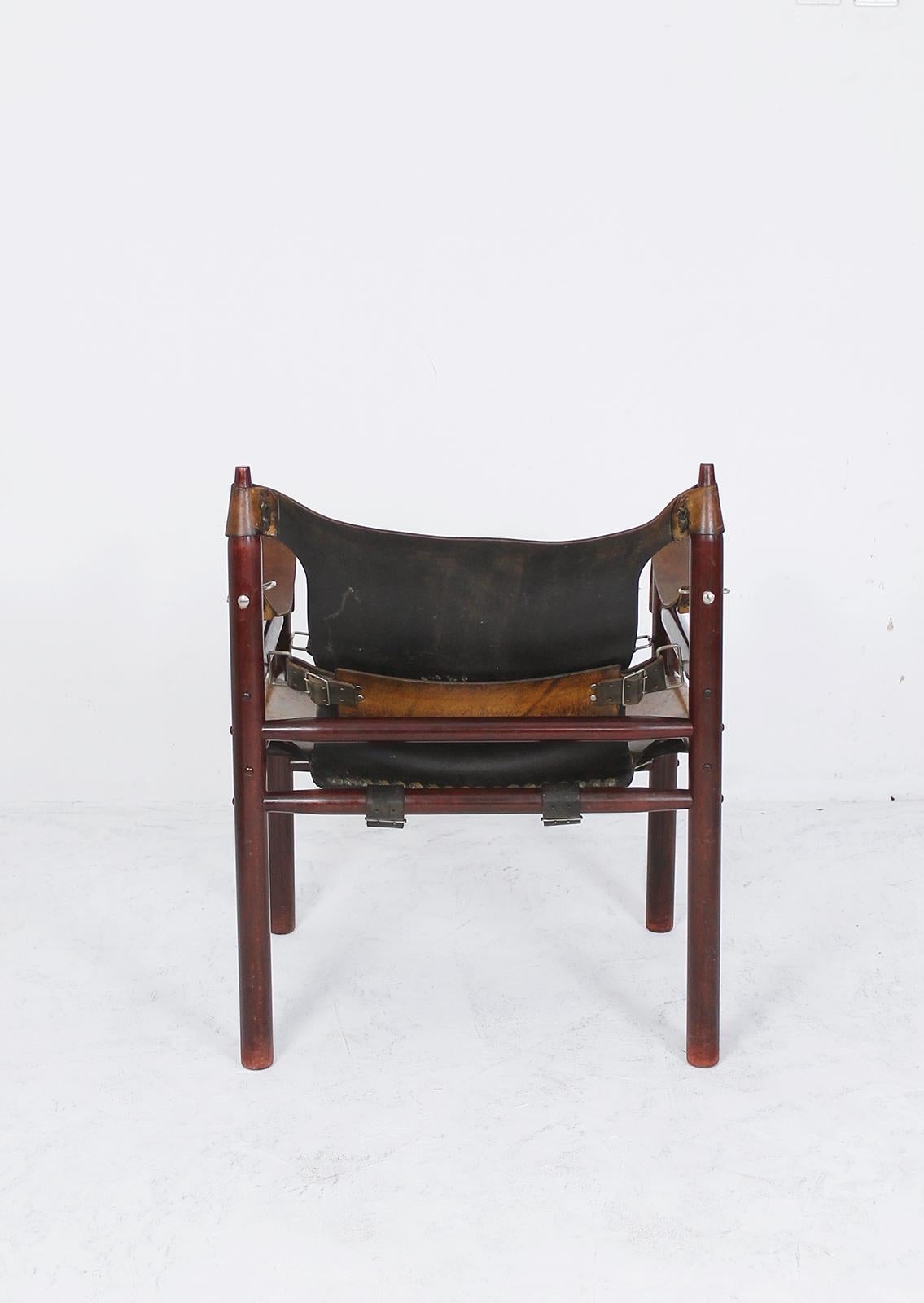 Turned Vintage Safari Armchair in the Manner of Arne Norell 1970s Hungary