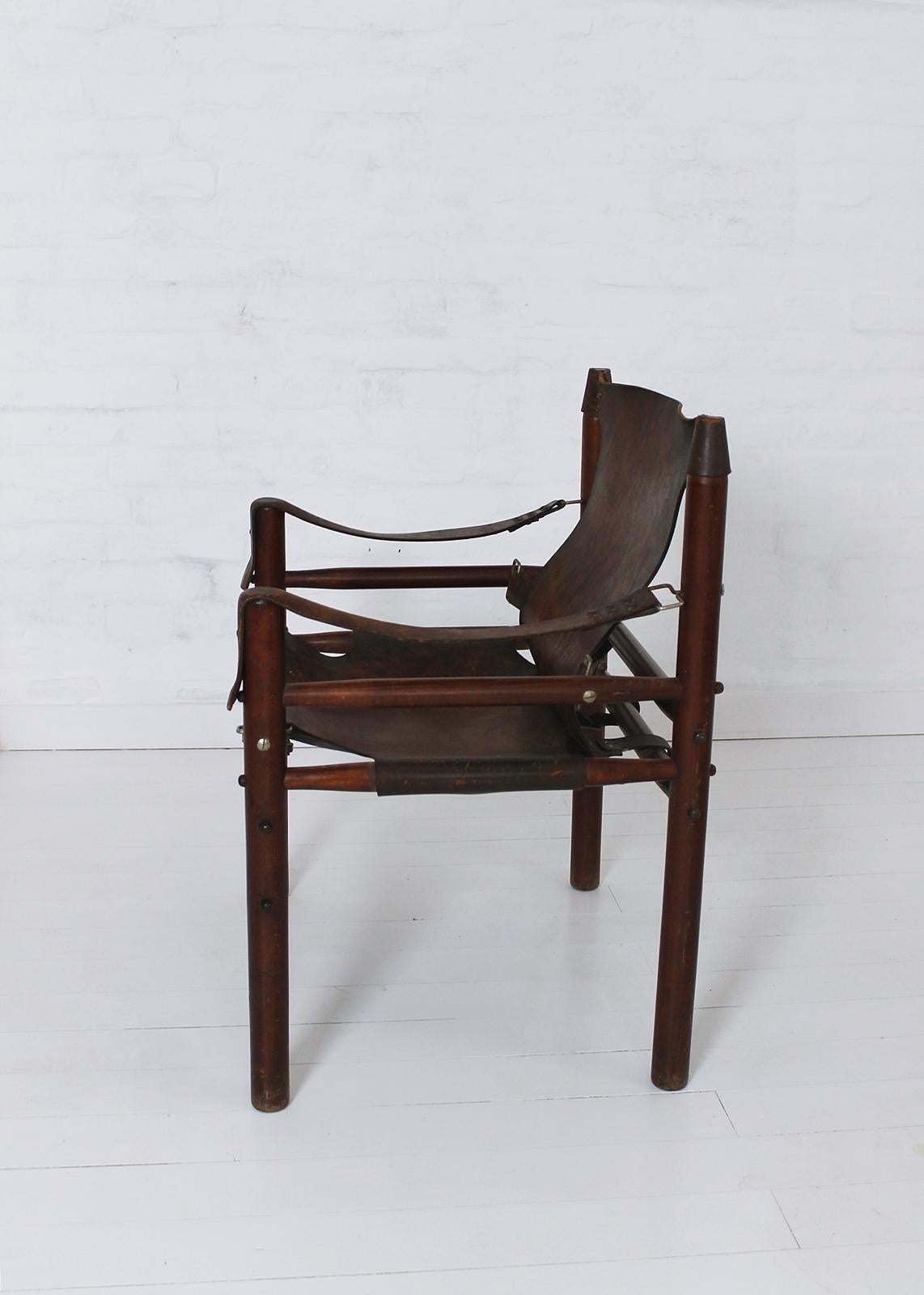 Turned Vintage Safari Armchair in the Manner of Arne Norell, 1970s, Hungary For Sale