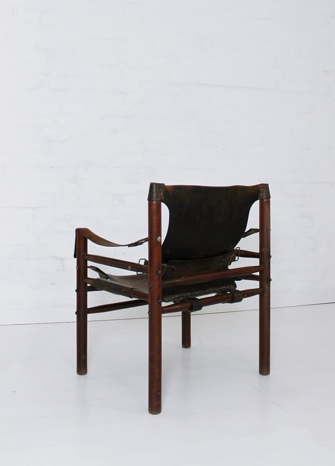 Hardwood Vintage Safari Armchair in the Manner of Arne Norell, 1970s, Hungary For Sale