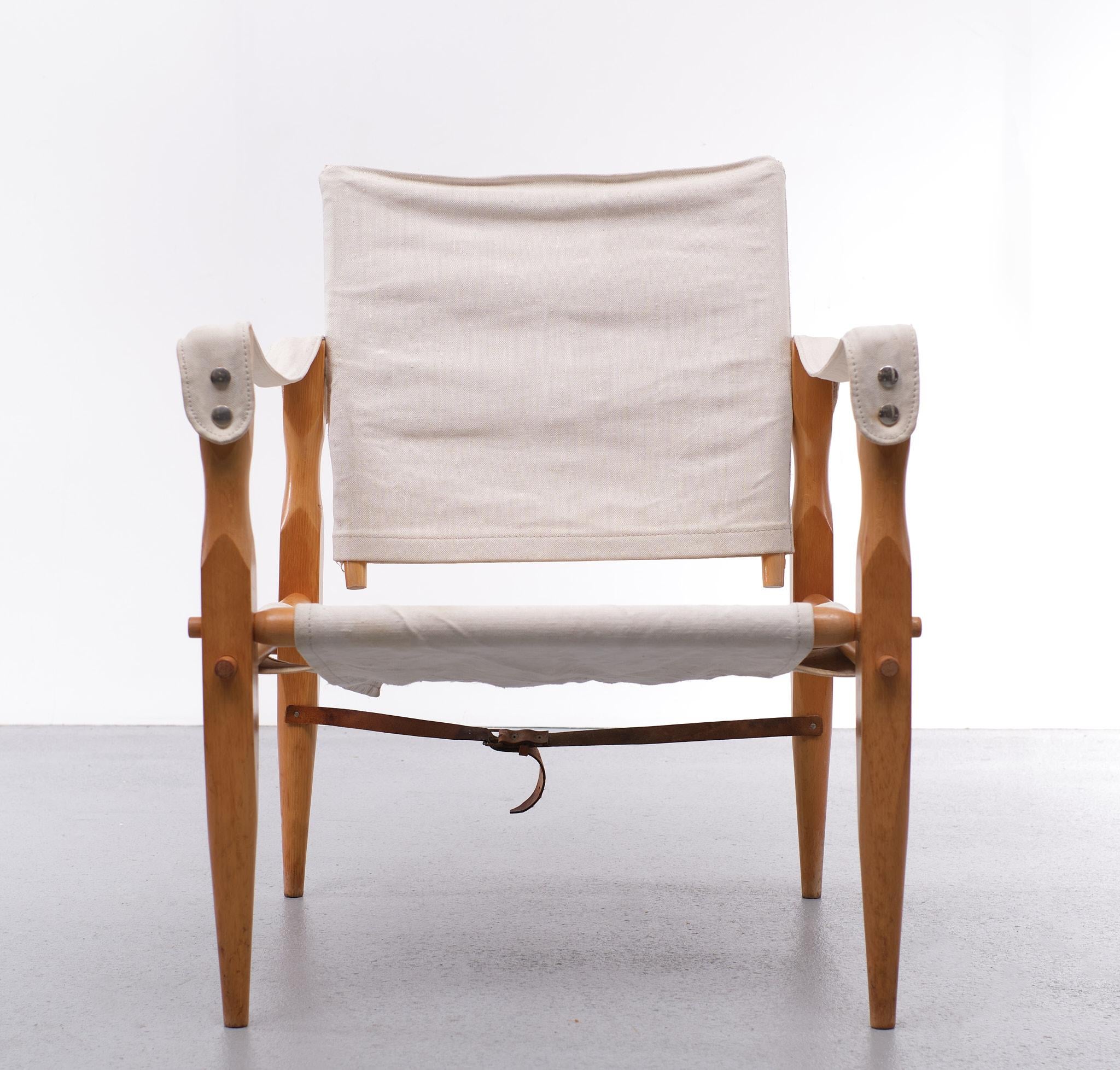 Canvas Vintage safari chair 1960s Denmark For Sale
