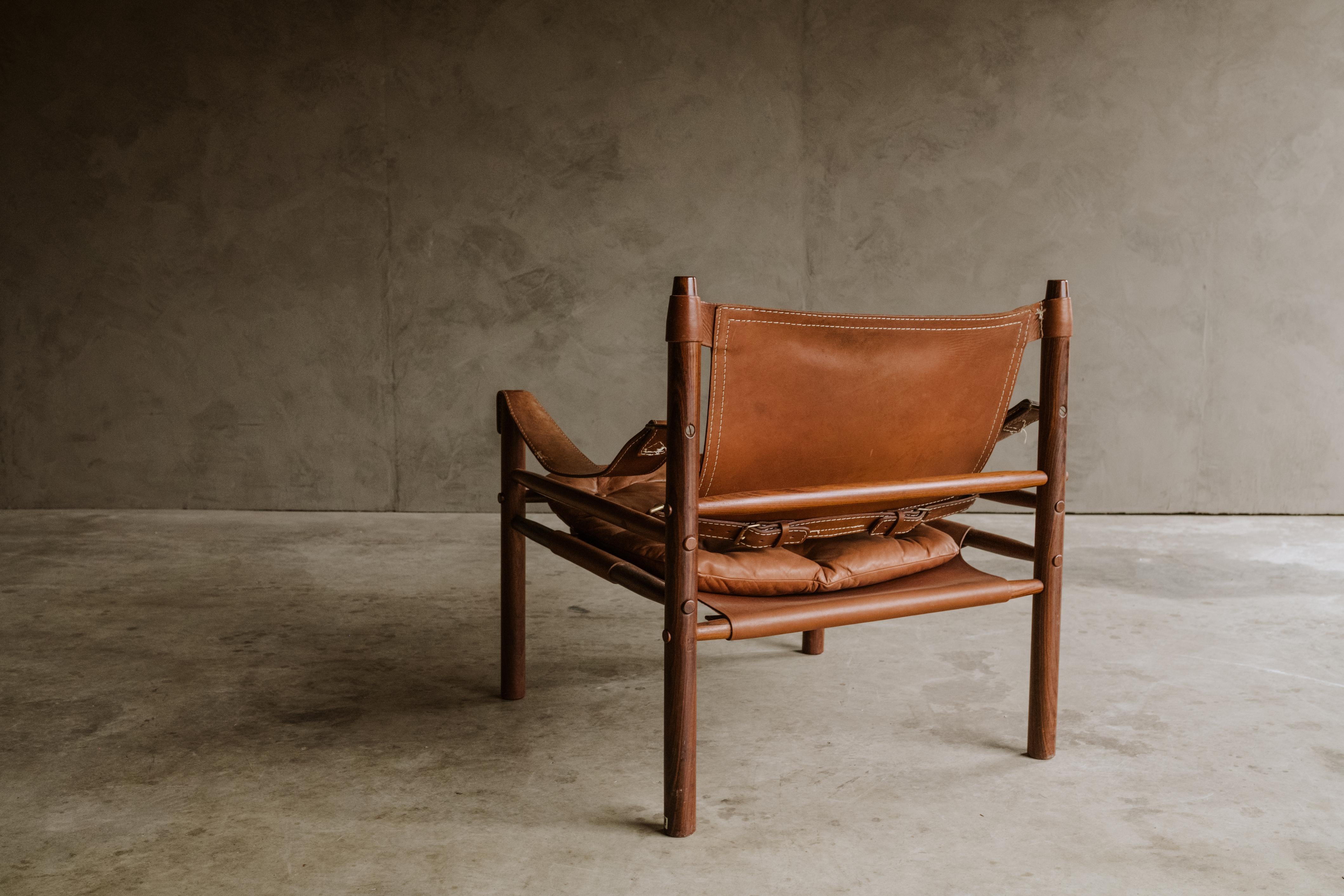 European Vintage Safari Chair Designed by Arne Norell, Sweden, Circa 1970