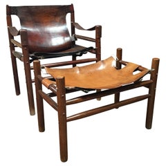 Vintage Safari Chair with Ottoman