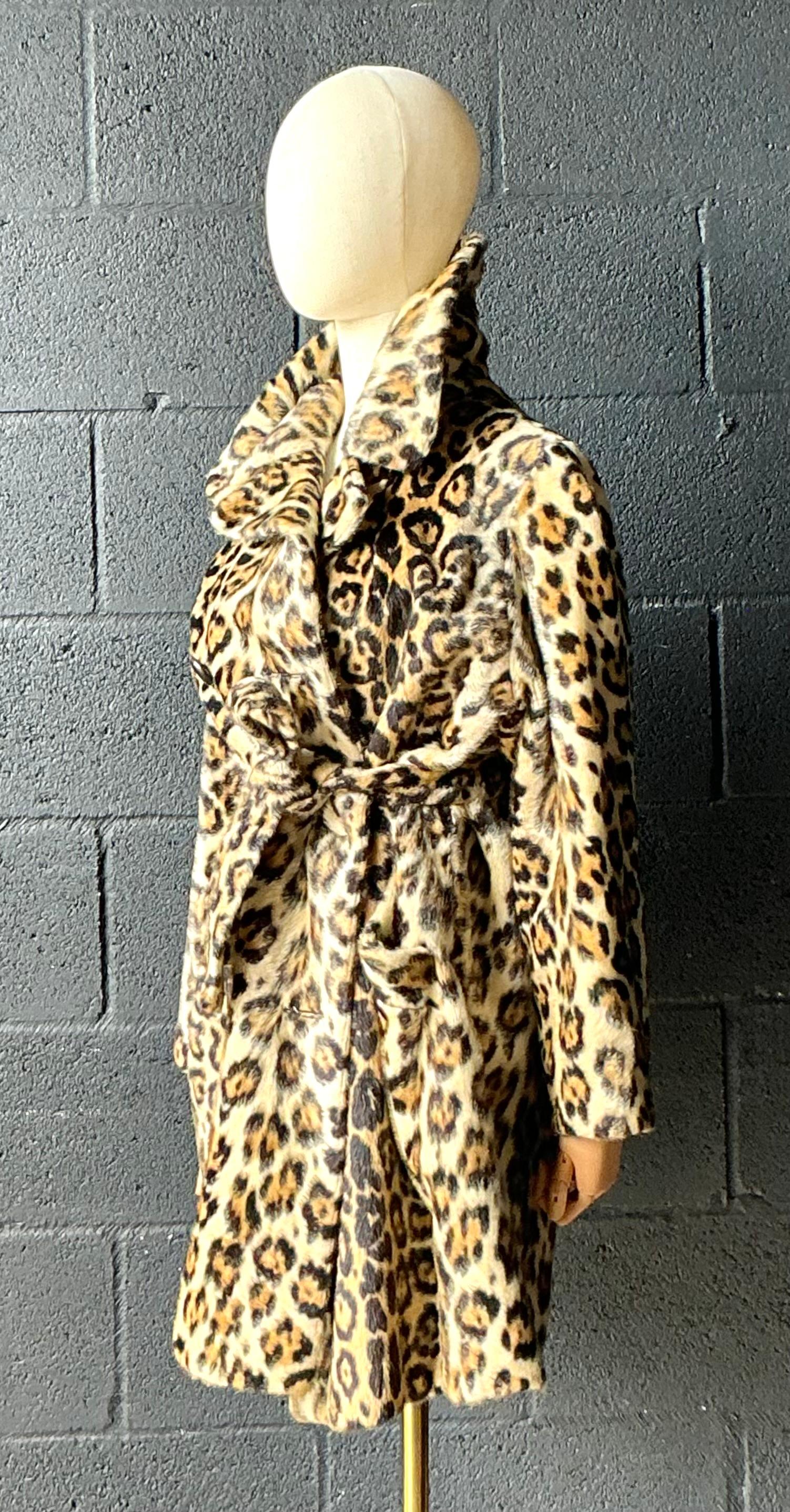 da uomo o donna Coates Safari vintage in finto leopardo con cintura in vendita