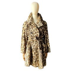 Vintage Safari Faux Leopard Coat with Belt
