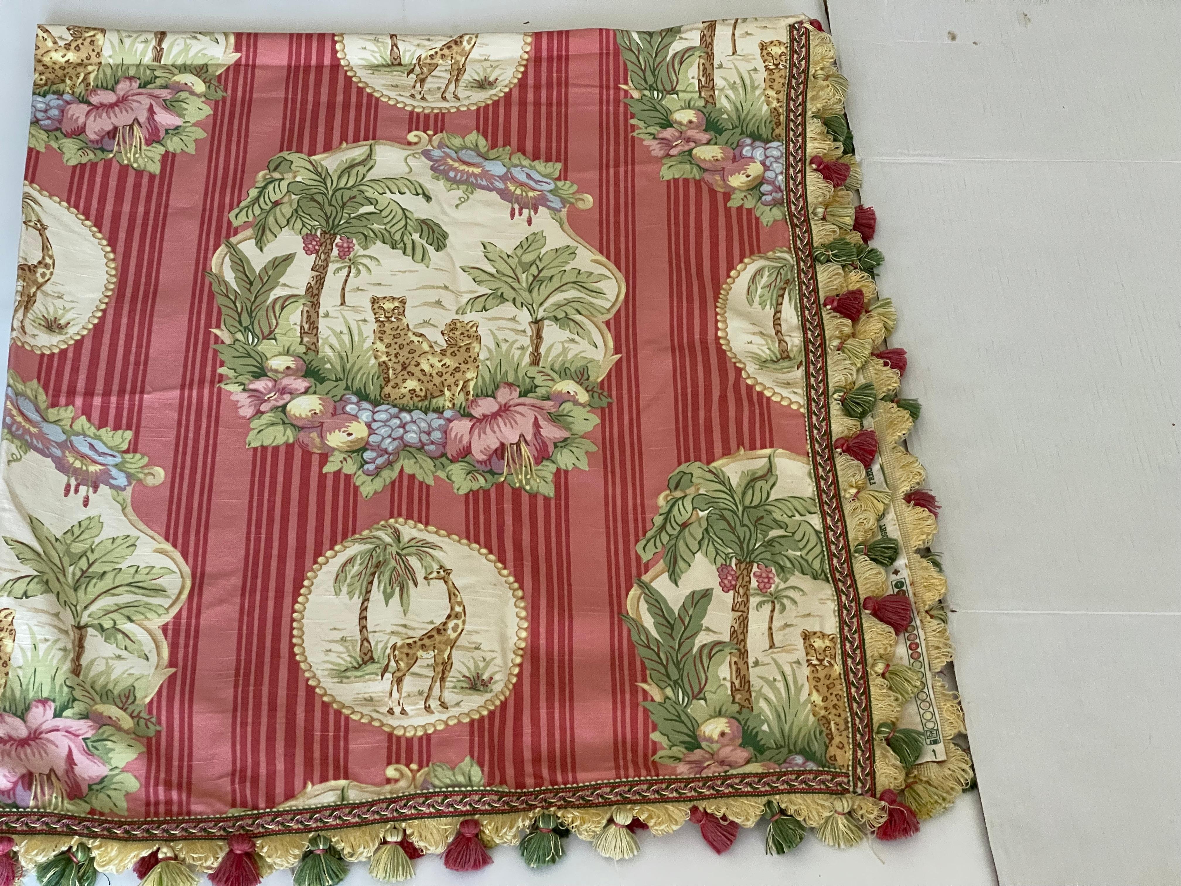 Kauffmann Vintage-Stoff aus Leinen im Safari-Stil mit Fransen als Picknickdecke oder Tischdecke.
