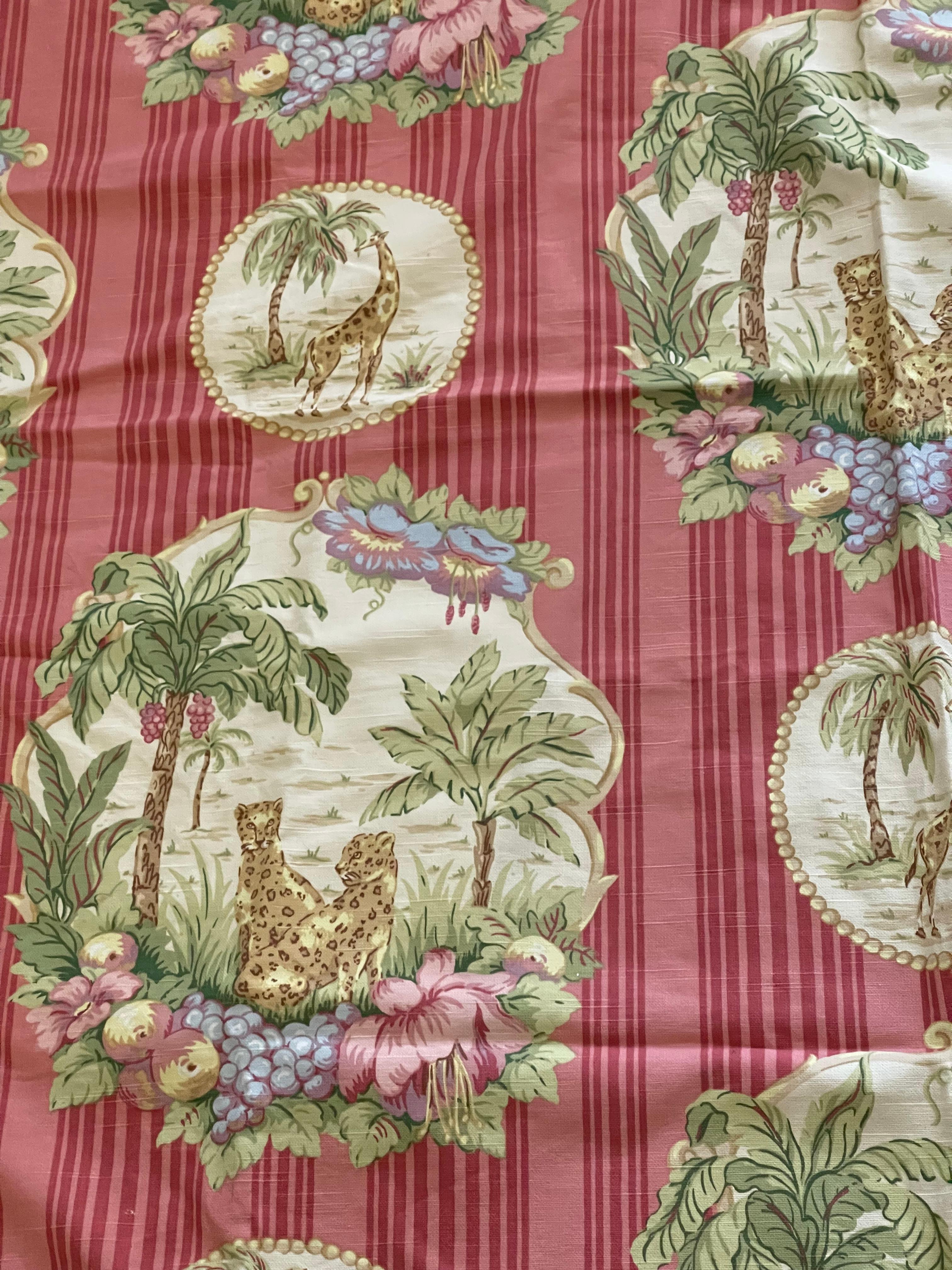 Vintage Safari Style Kauffman Stoff Tischdecke Thriw mit Quasten (Textil) im Angebot