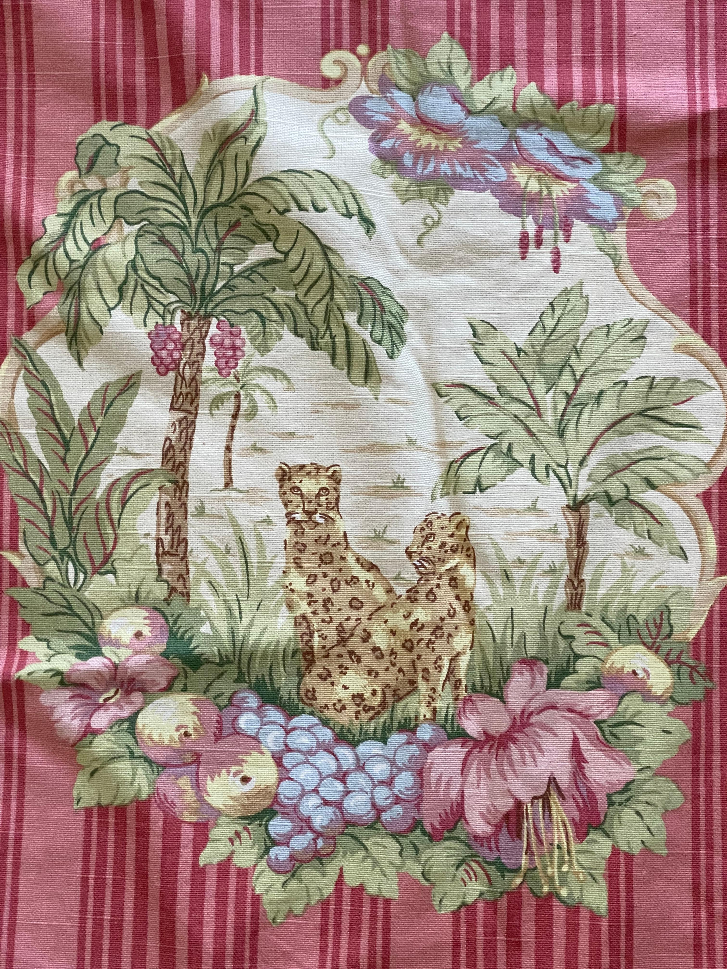 Vintage Safari Style Kauffman Stoff Tischdecke Thriw mit Quasten im Angebot 1