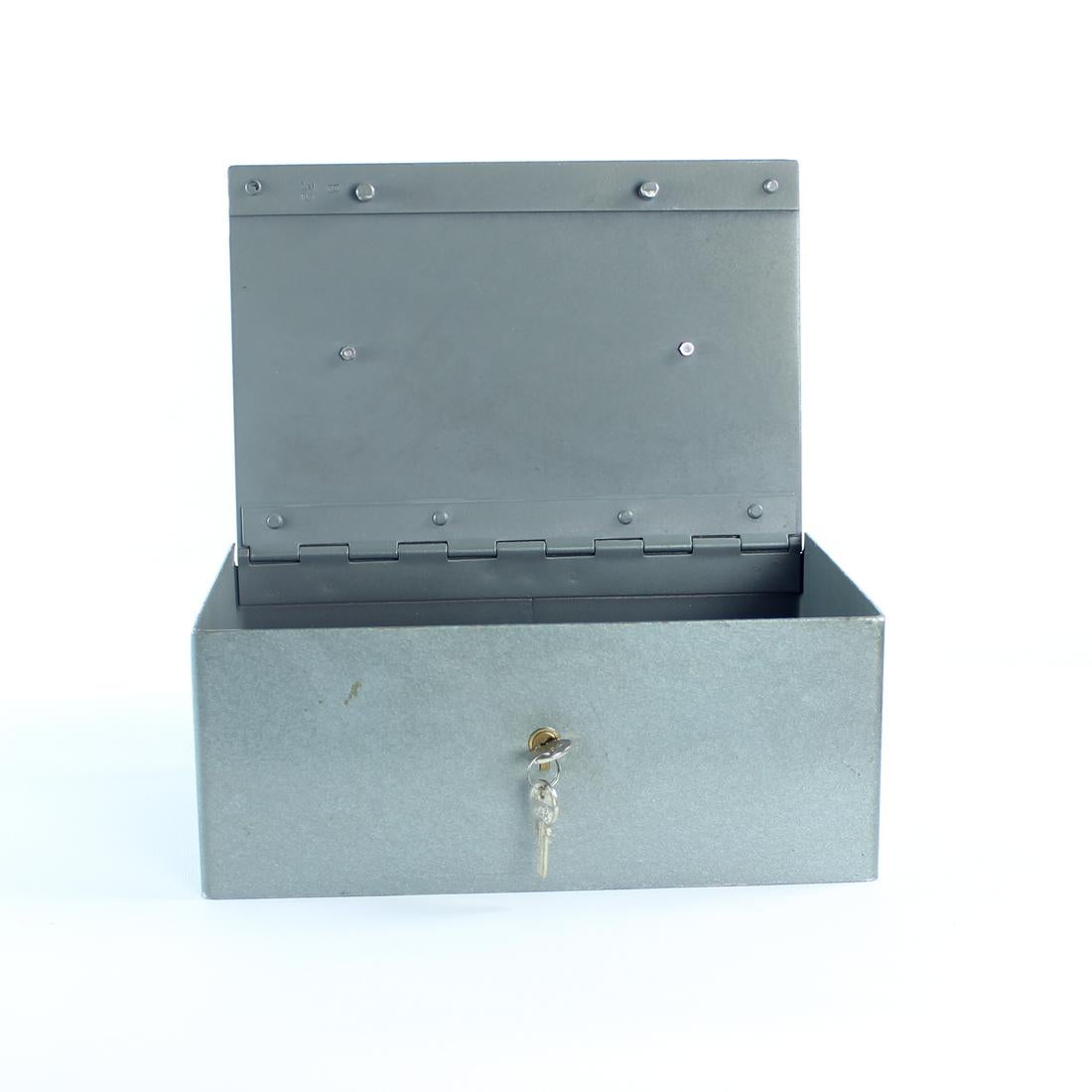 Late 20th Century Vintage Safe Deposit Box In Steel, Czechoslovakia 1980s For Sale