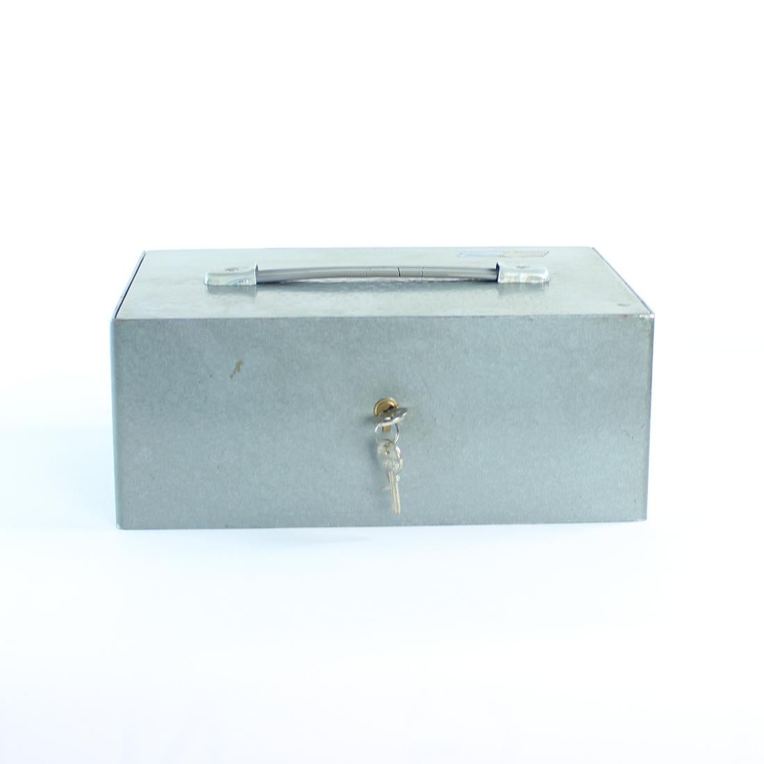 Vintage Safe Deposit Box In Steel, Czechoslovakia 1980s For Sale 2
