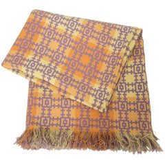 Vintage Saffron and Lavender Double Blanket, Wales, circa 1960