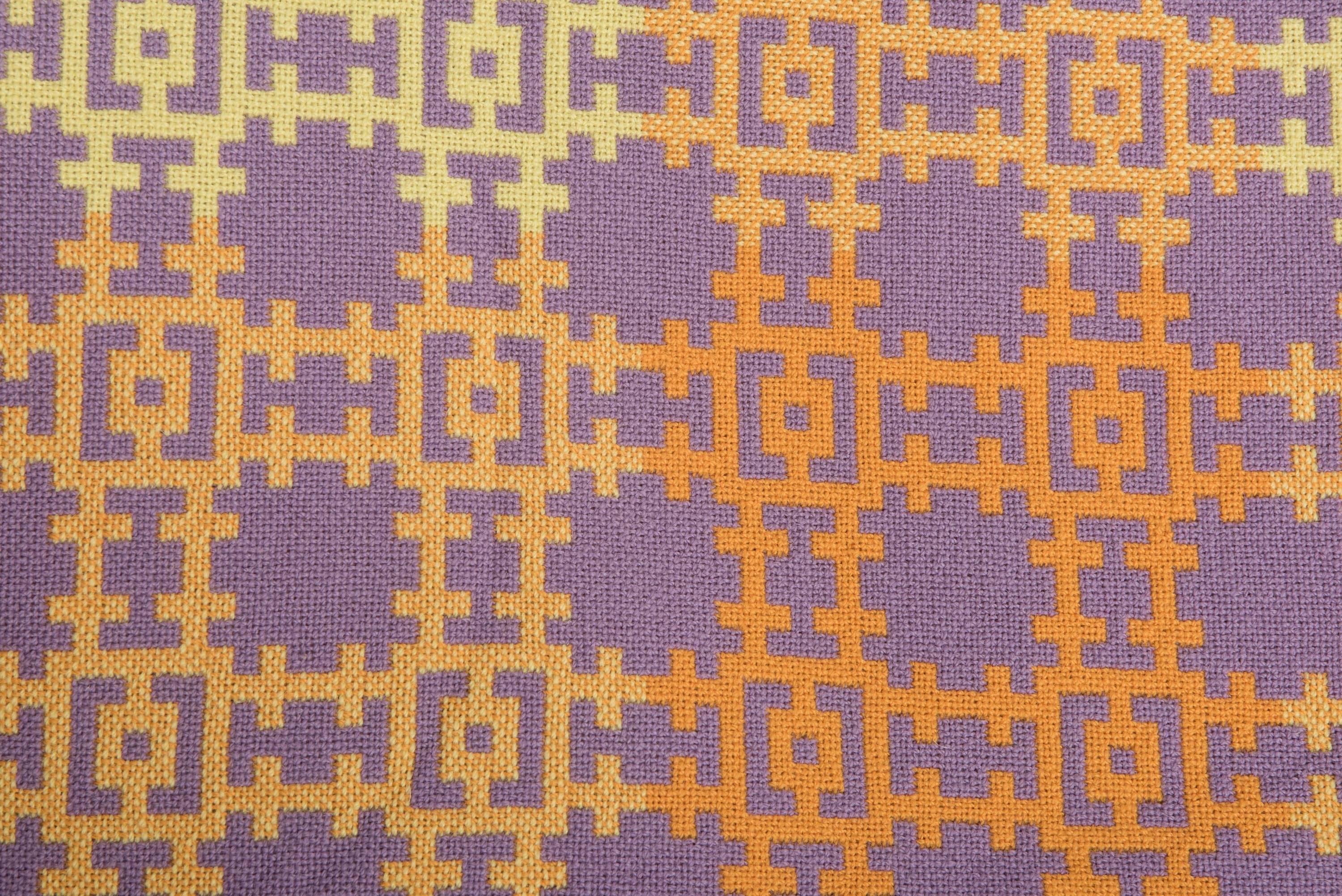 Vintage Saffron and Lavender Double Blanket, Wales, circa 1960 2
