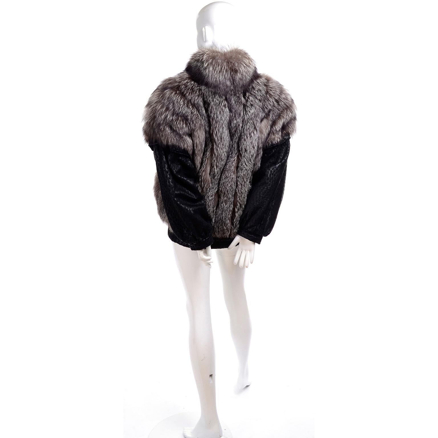 fur jacket with leather sleeves