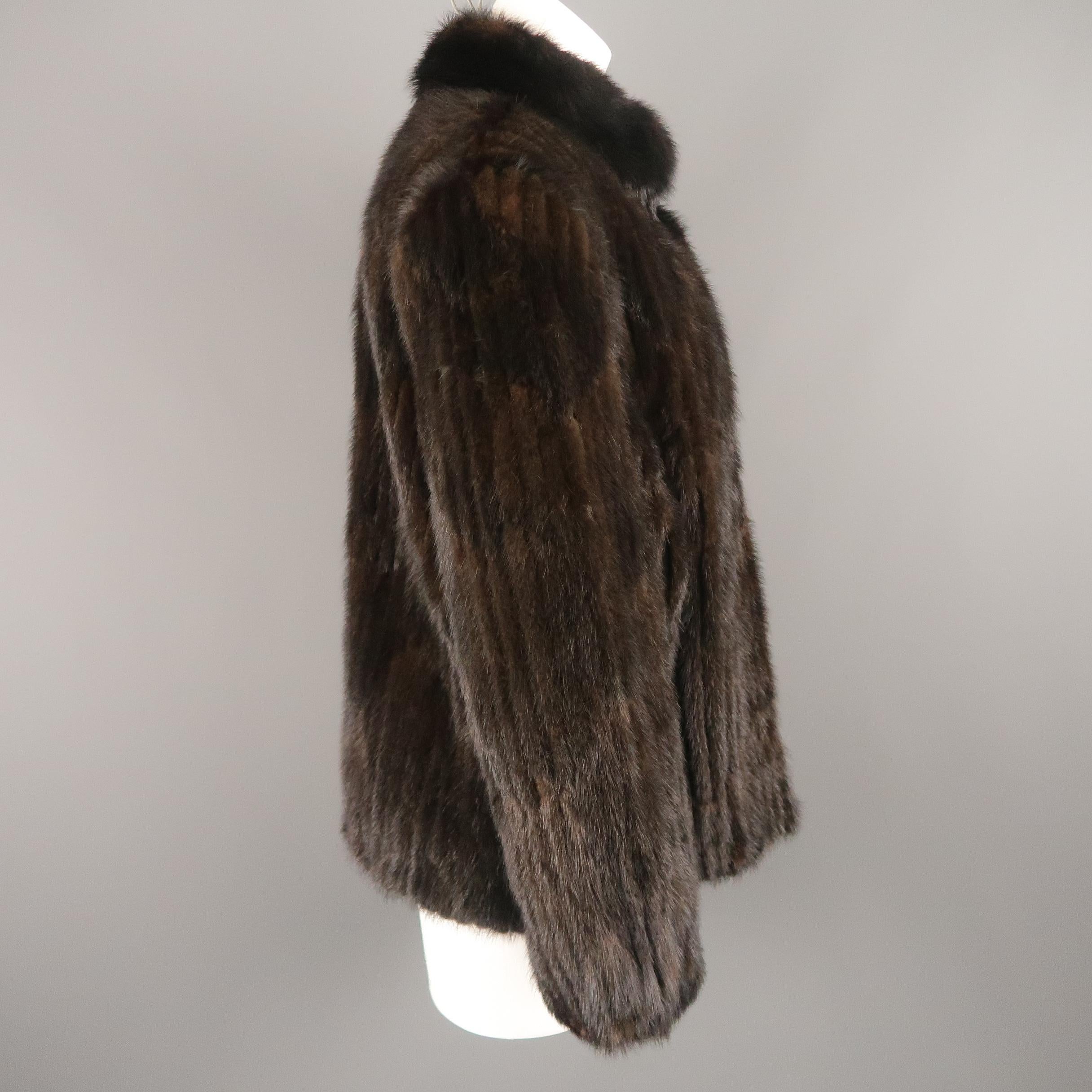 Black  Vintage SAGA Size L Dark Brown Mink Fur Coat