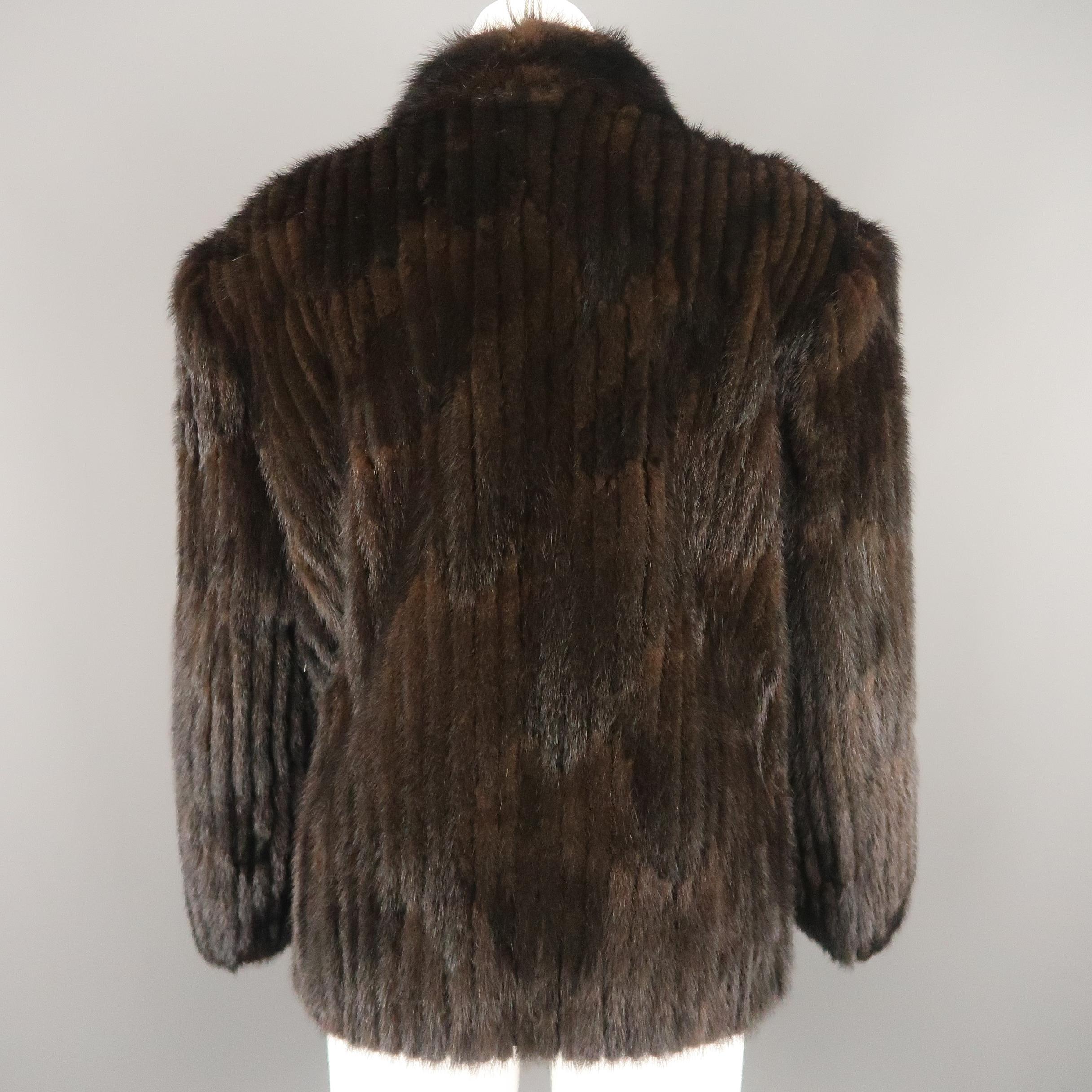  Vintage SAGA Size L Dark Brown Mink Fur Coat In Good Condition In San Francisco, CA