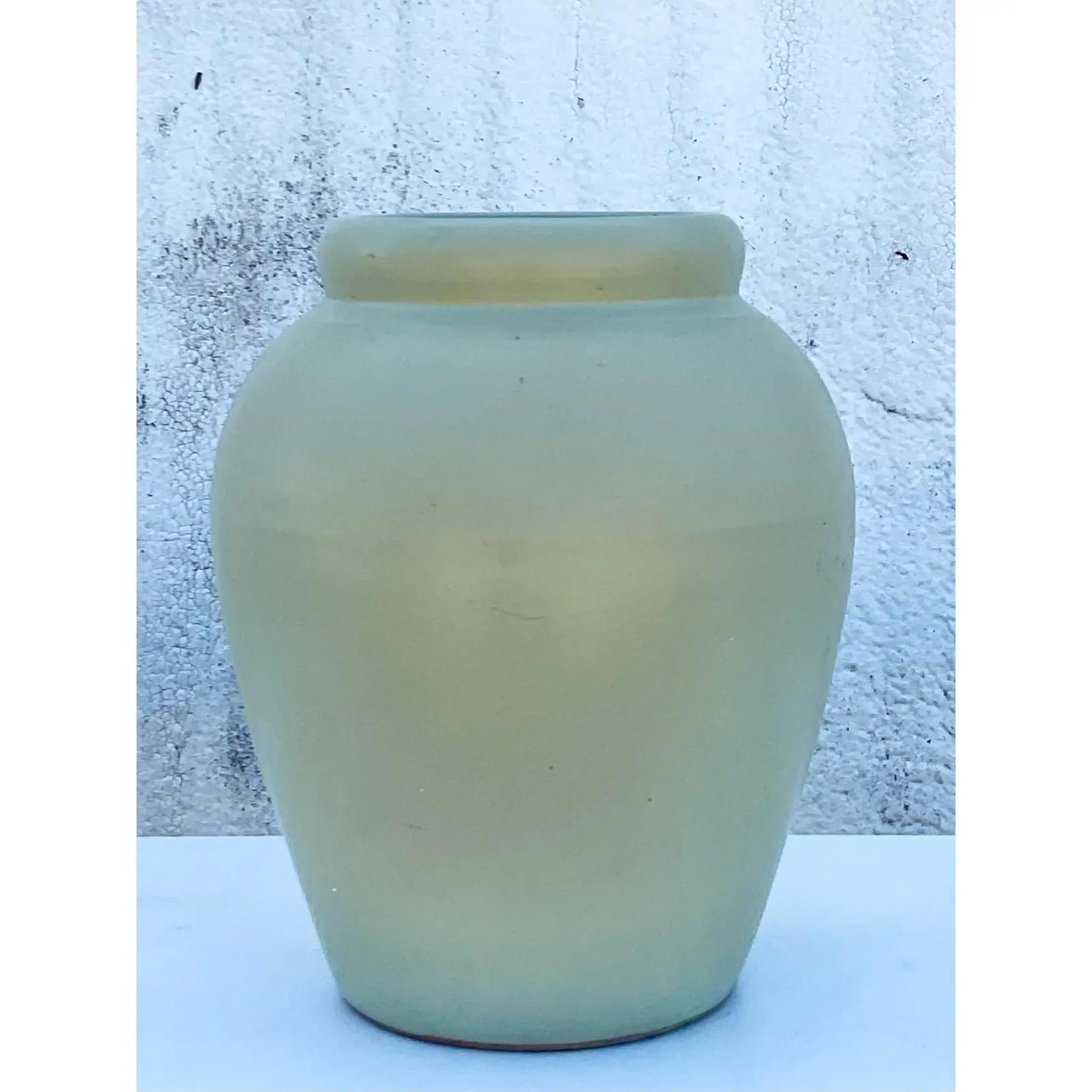 20th Century Vintage Sage Matte Glaze Ceramic Urn For Sale