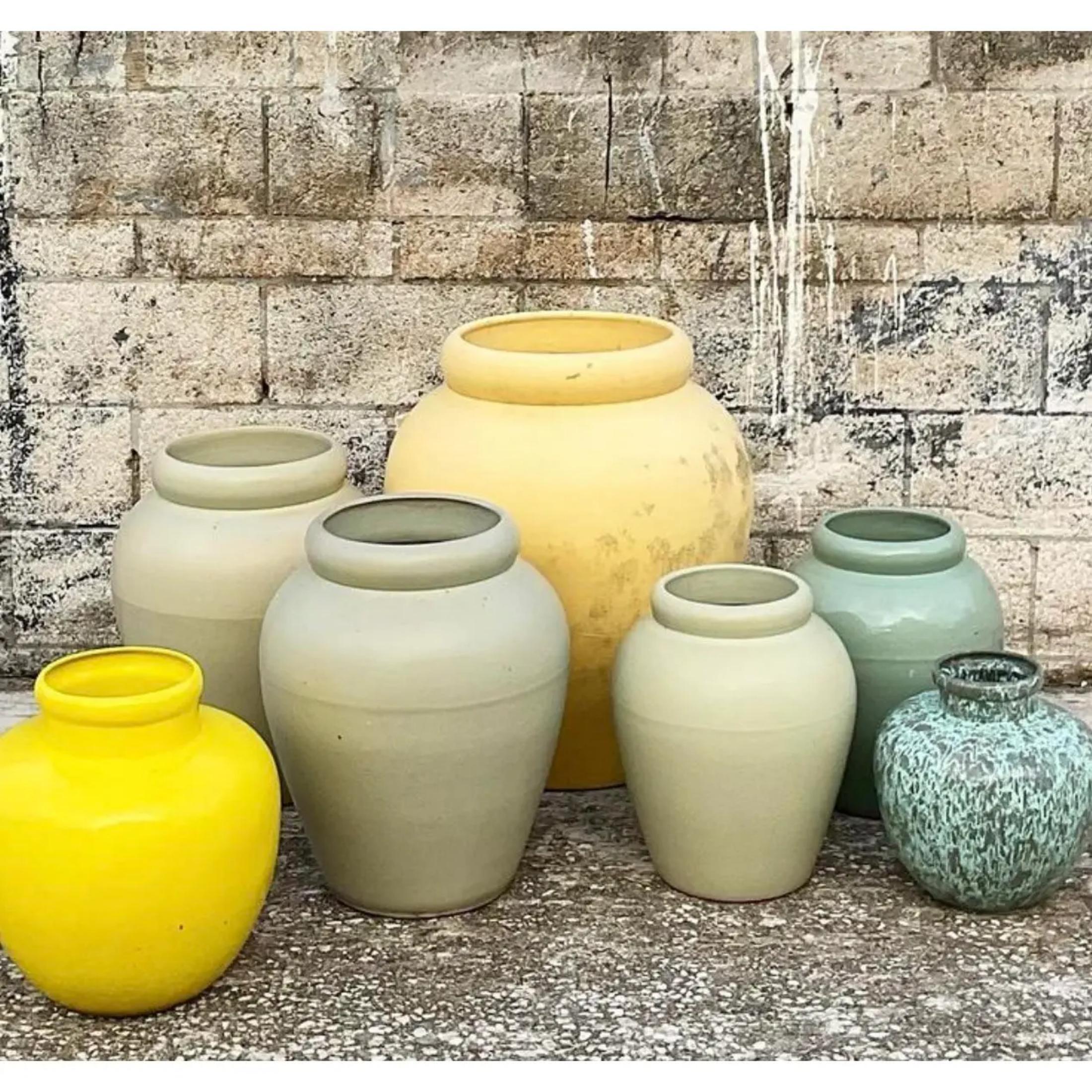 Vintage Sage Matte Glaze Ceramic Urn For Sale 1