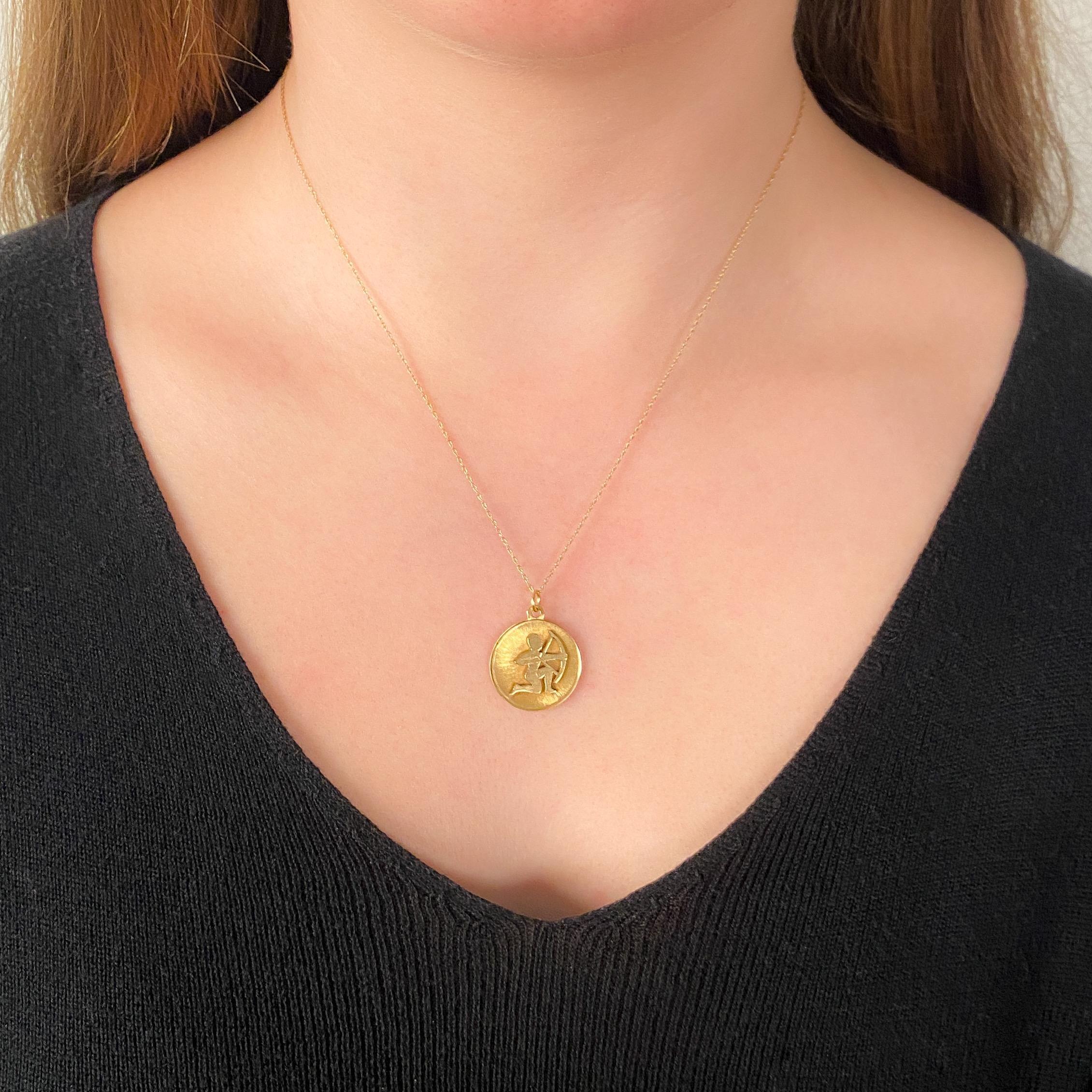 Pendentif vintage Sagittaire en or 14k Pour femmes en vente