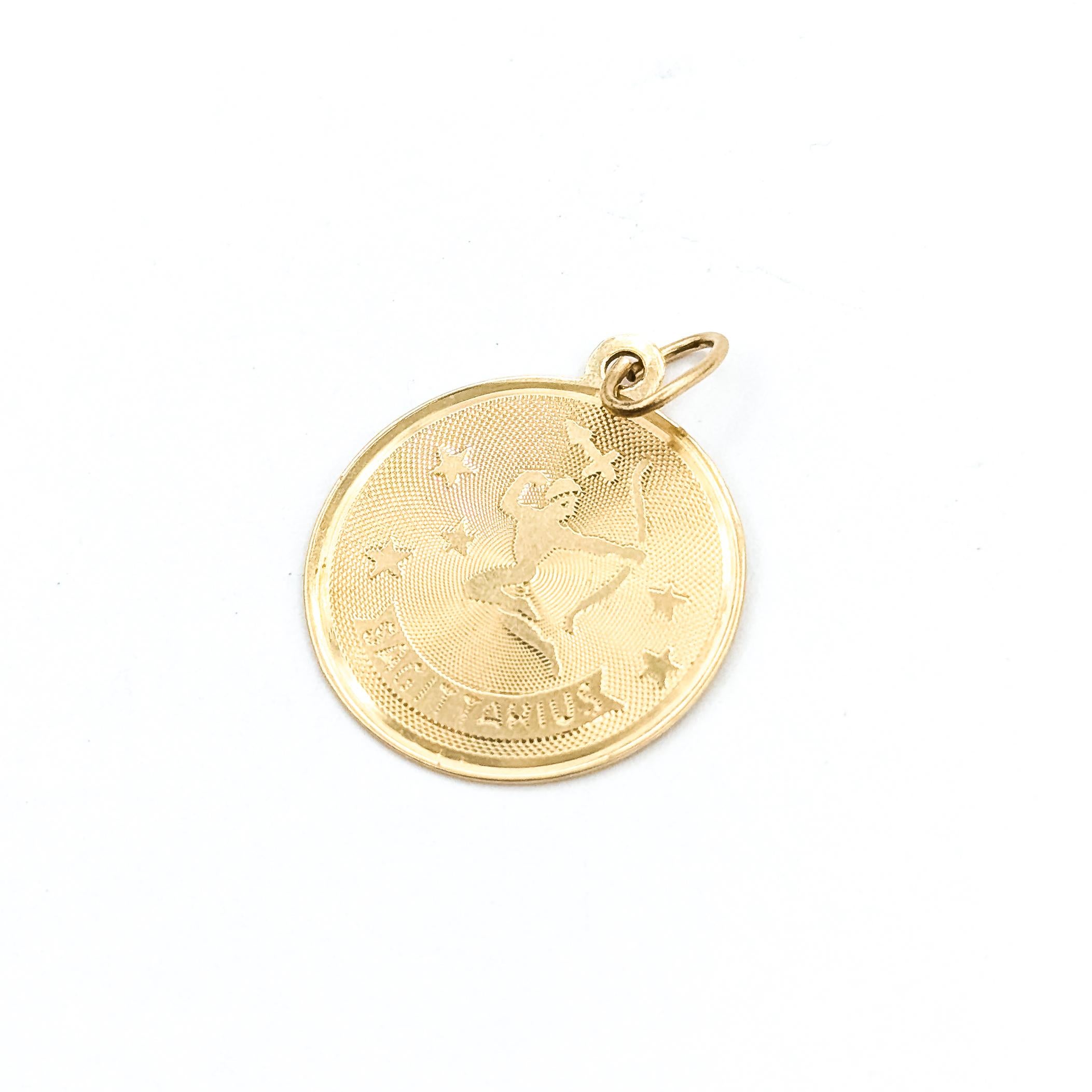 Vintage Sagittarius Zodiac Anhänger in 14k Gelbgold (Zeitgenössisch) im Angebot