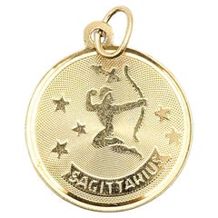 Vintage Sagittarius Zodiac Pendant in 14k Yellow Gold
