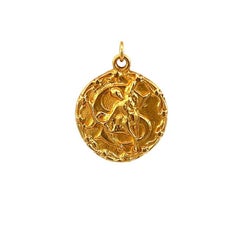 Vintage Sagittarius Zodiac Stars 14 Karat Yellow Gold Charm Medallion Pendant