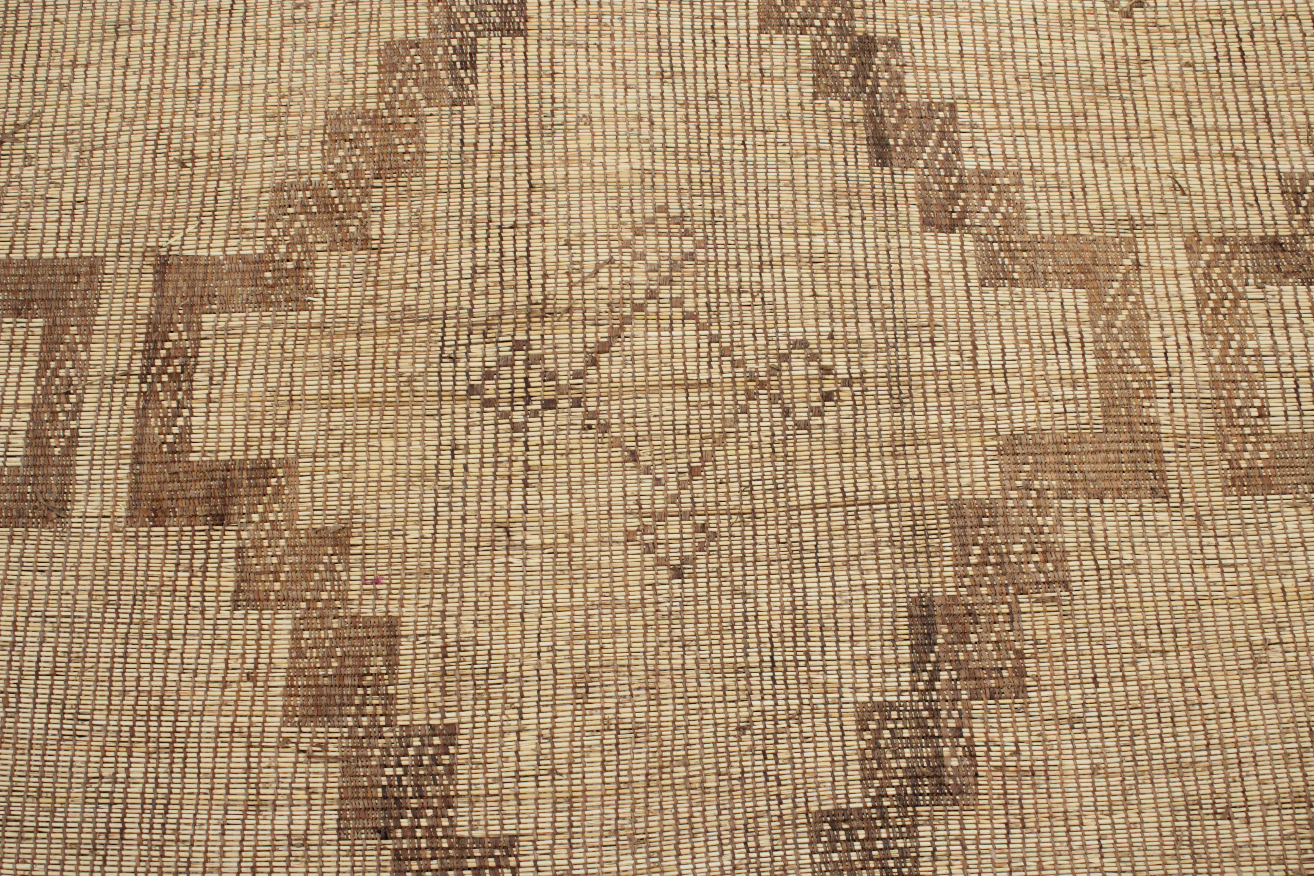 Tribal Vintage Saharan African Tuareg Leather and Reed Rug For Sale